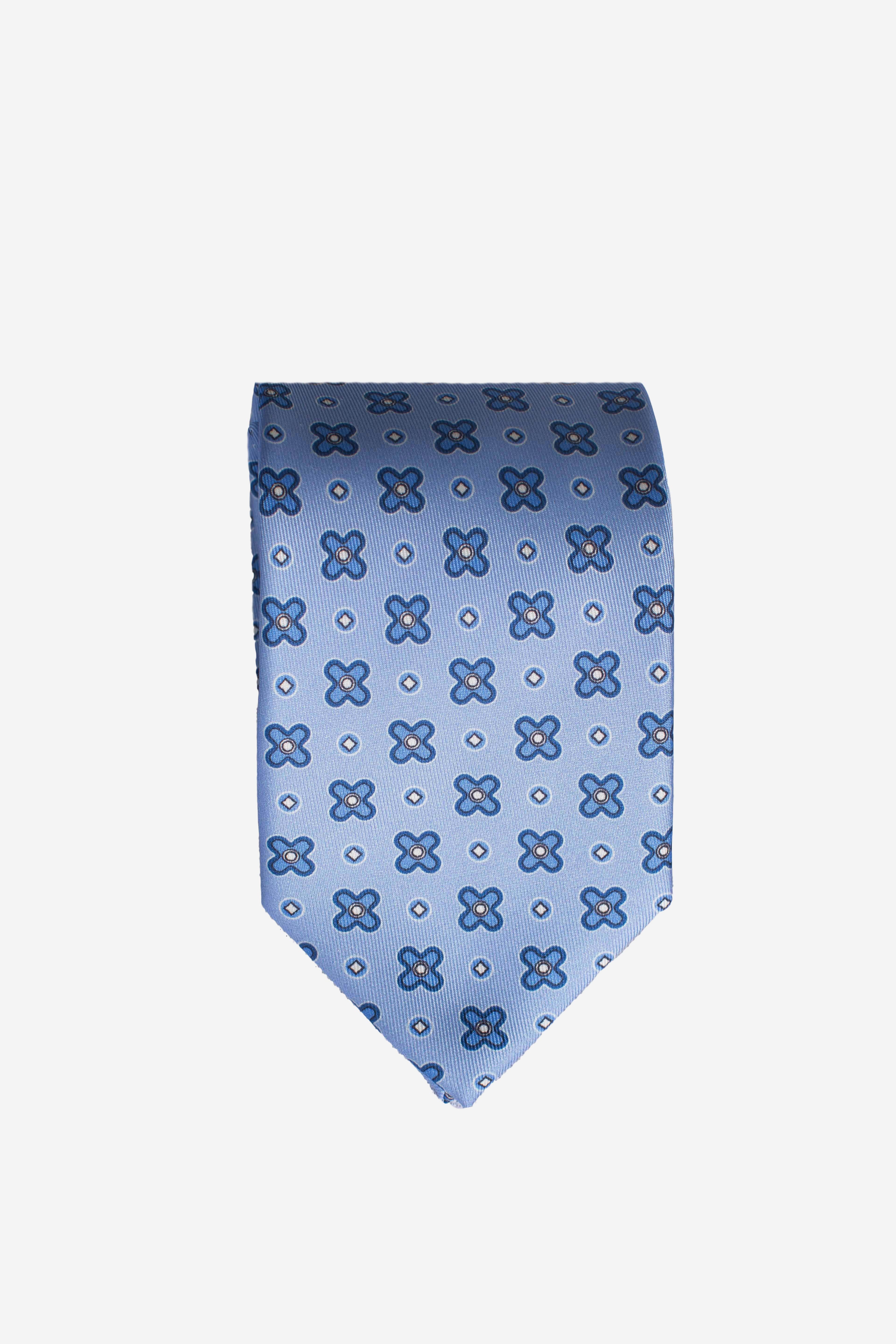 Cravatta in seta panfiore celeste