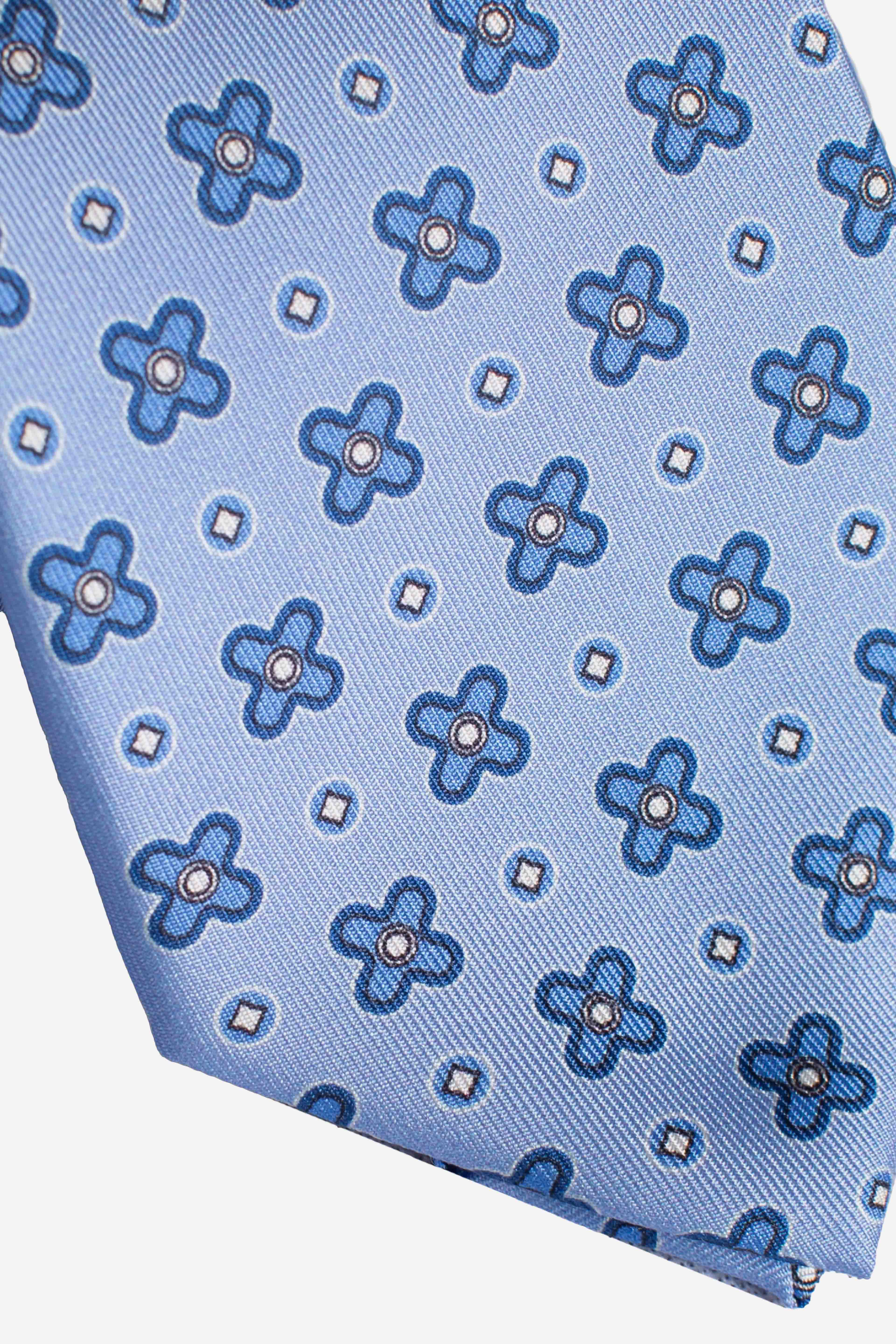 Cravatta in seta panfiore celeste