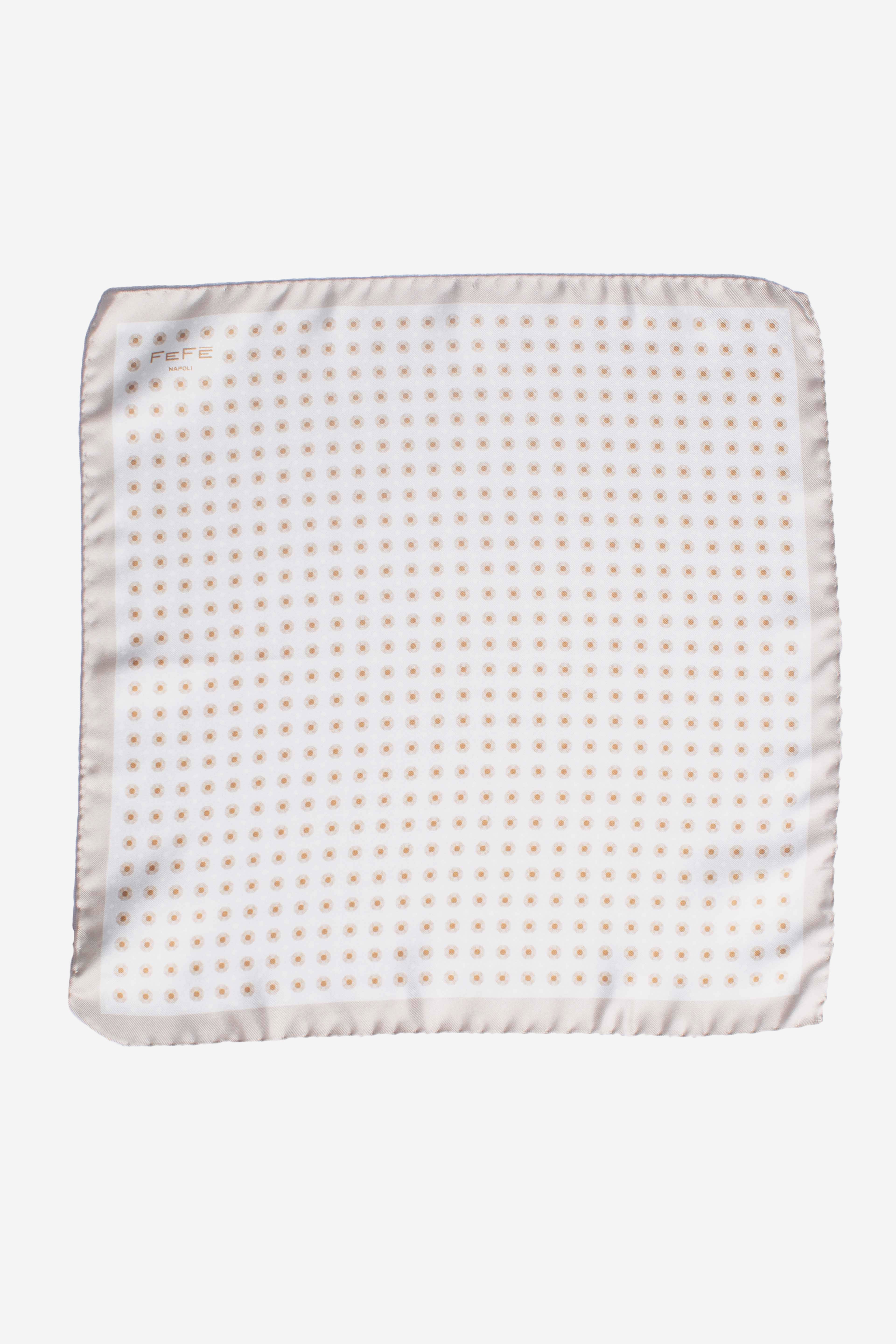 Pochette in seta stampa geometrica pois beige