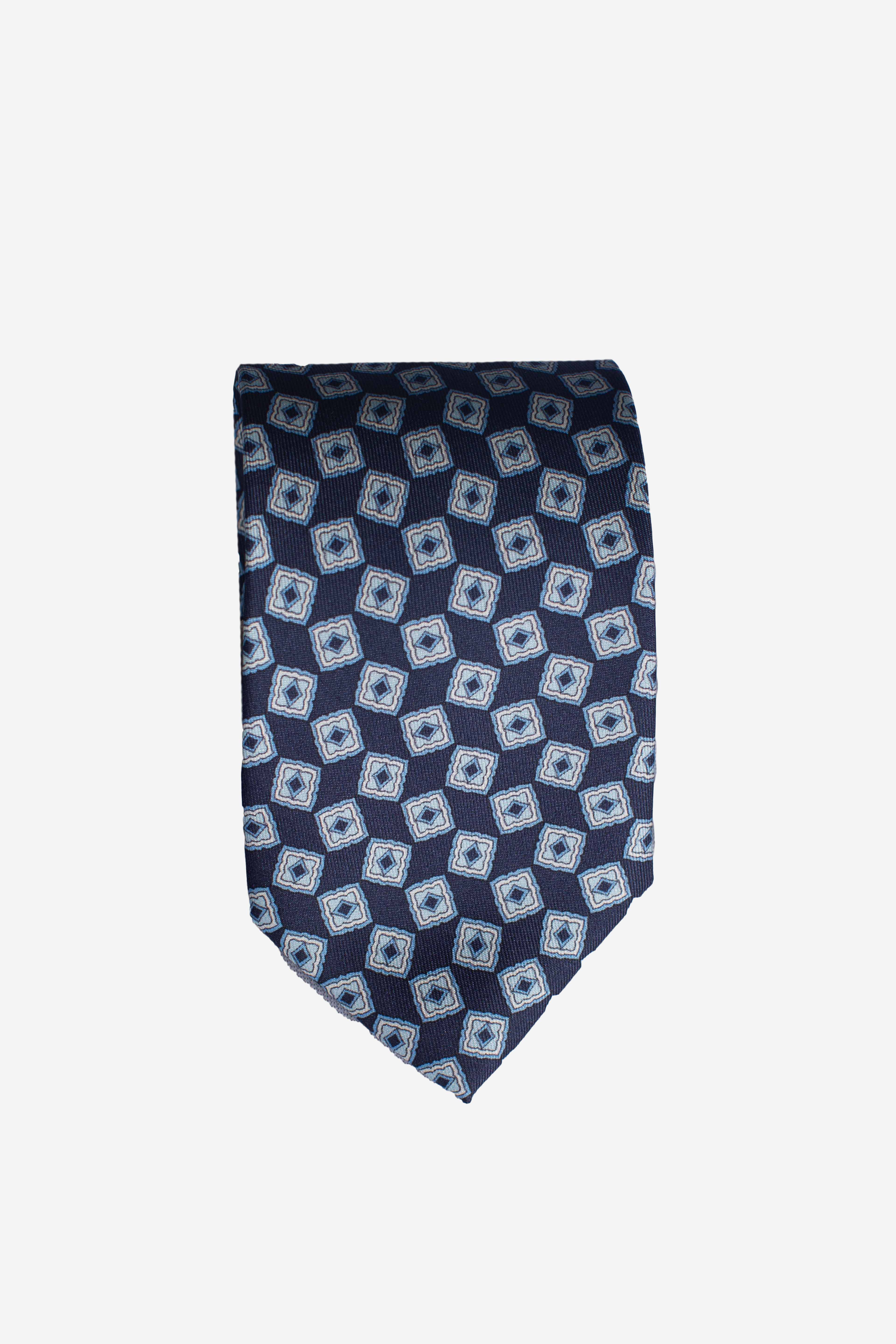 Cravatta in seta rosoni blu