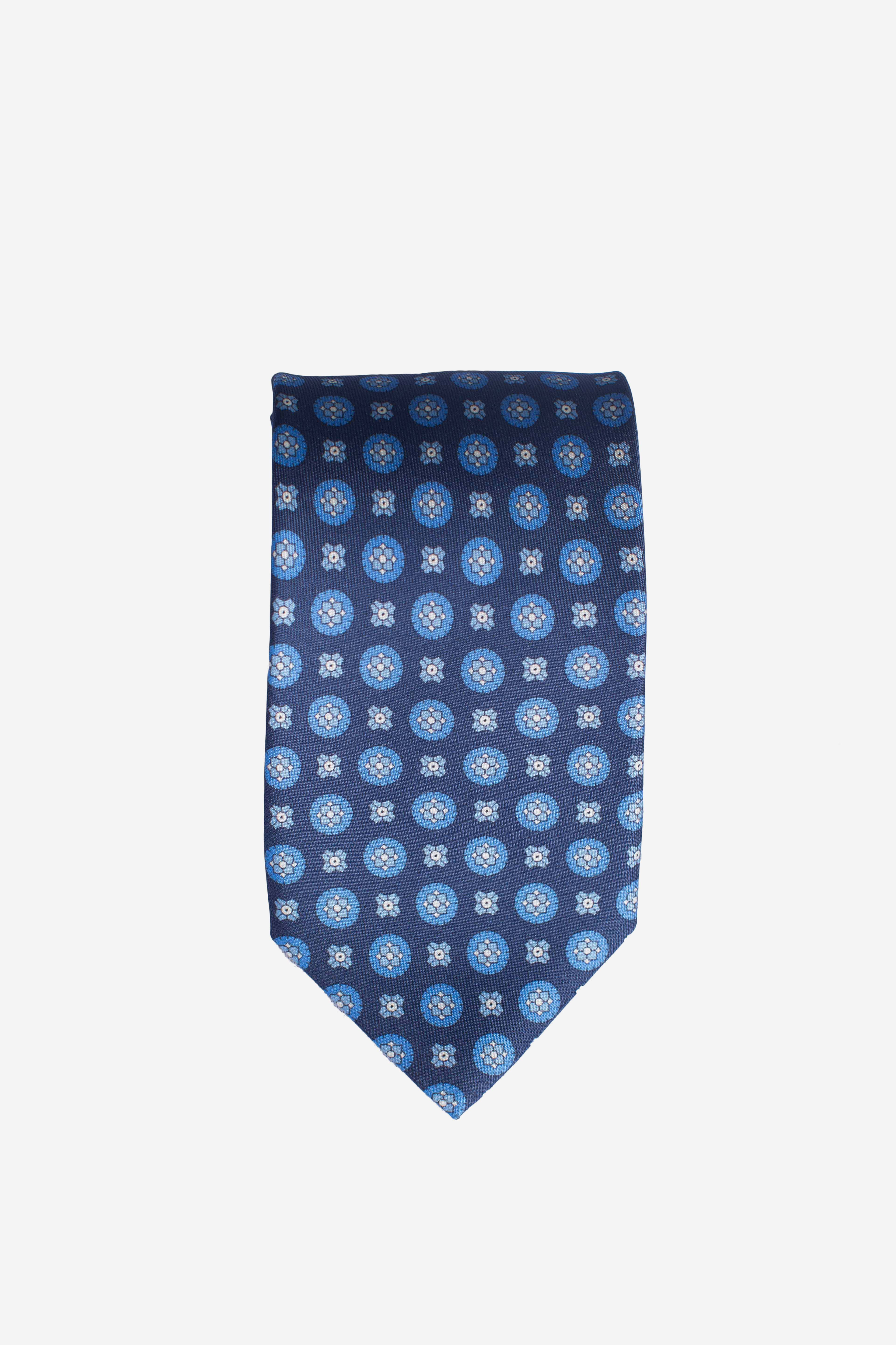 Cravatta in seta rosoni blu
