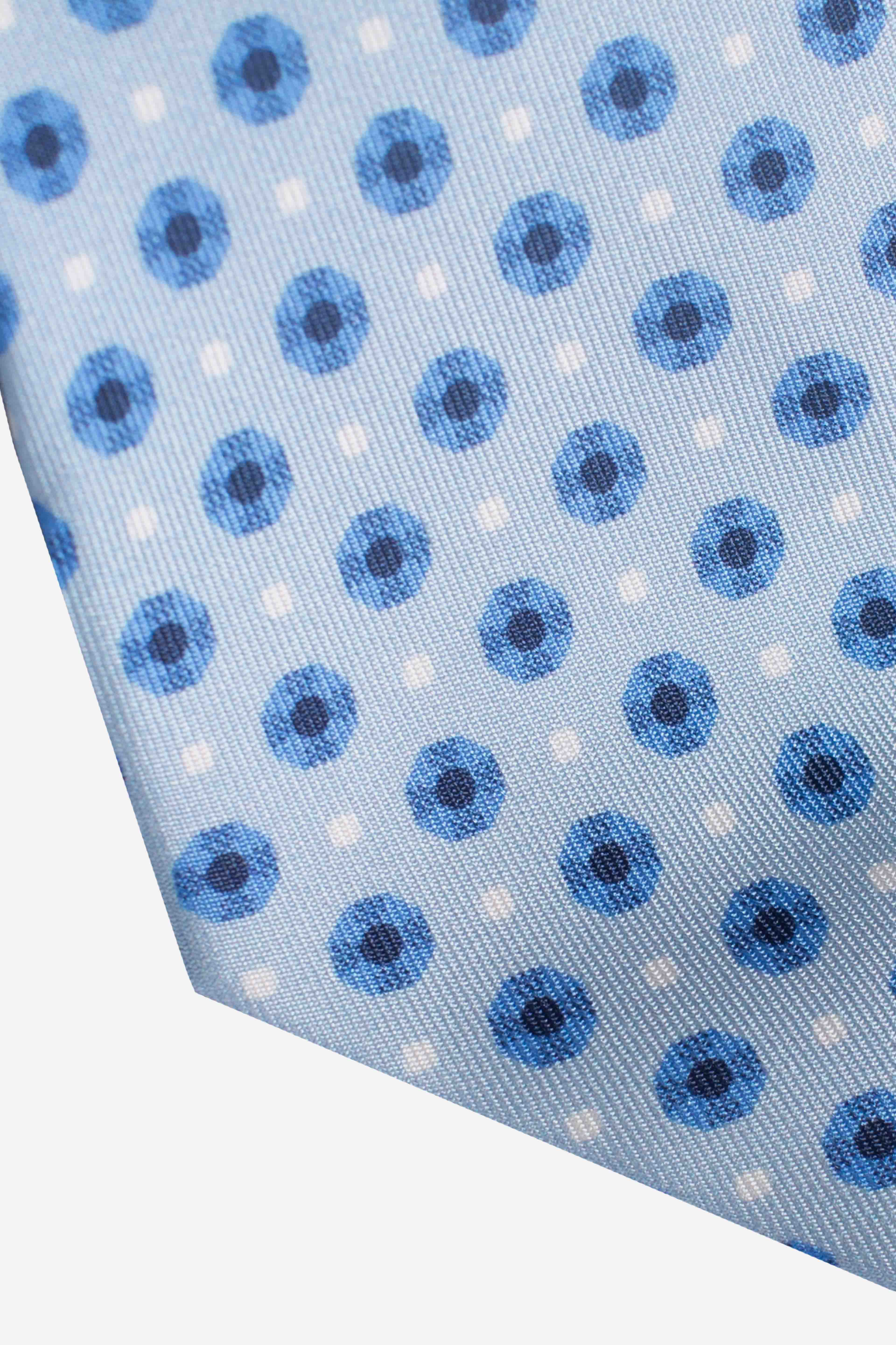 Cravatta in seta geometrico pois celeste