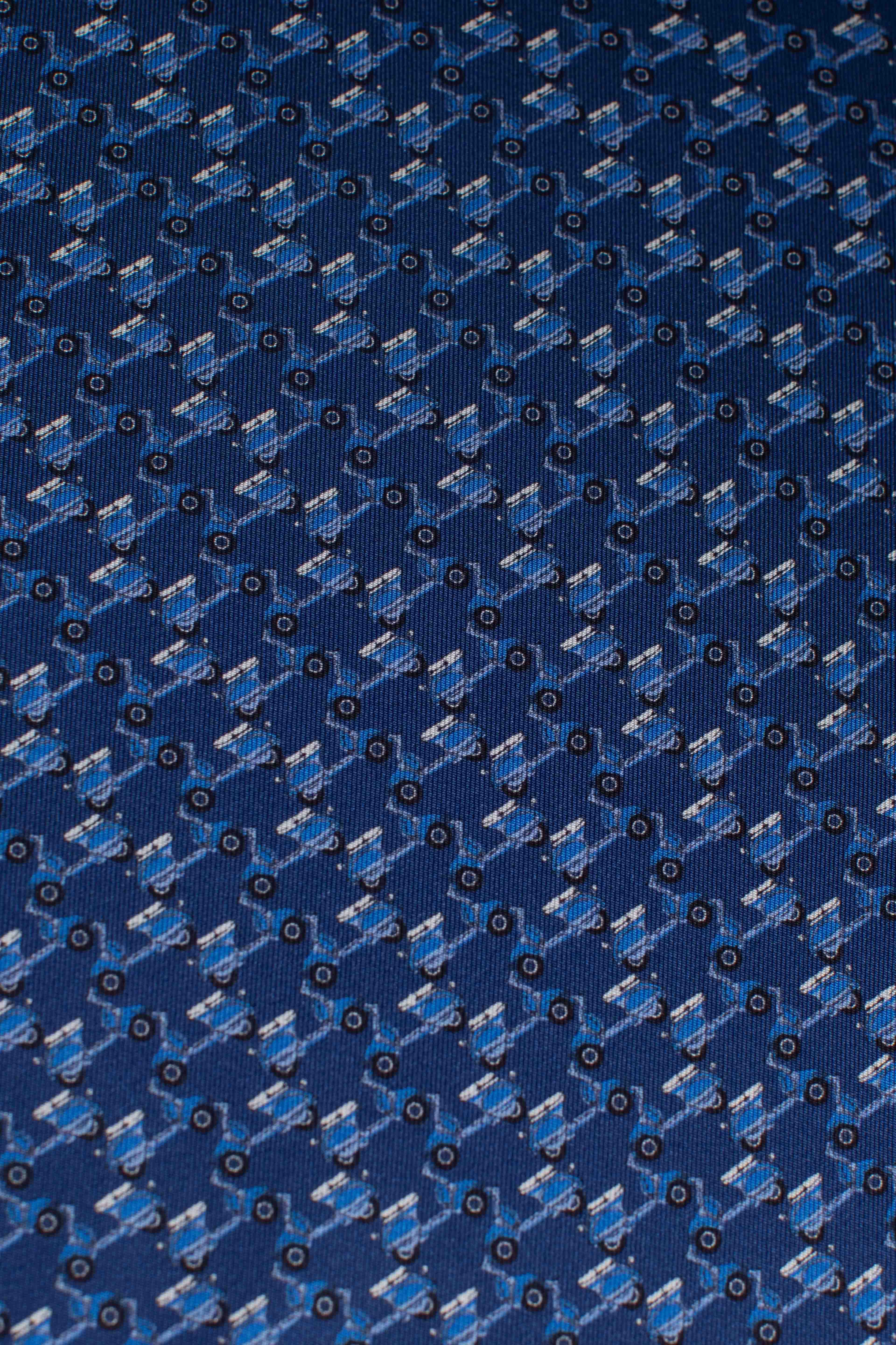 Pochette in seta stampa vespa blu