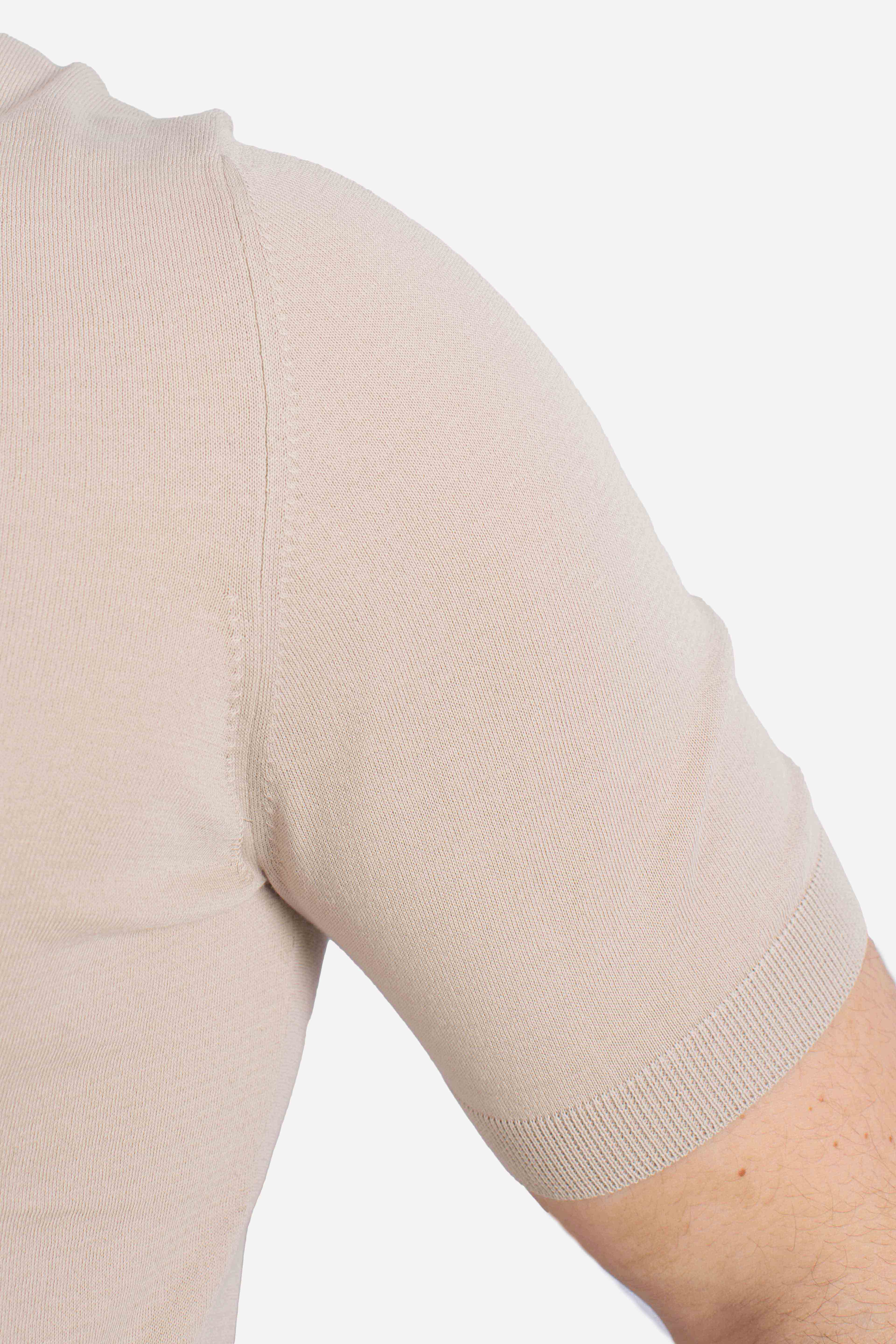 Maglia girocollo in cotone extra-fine beige chiaro