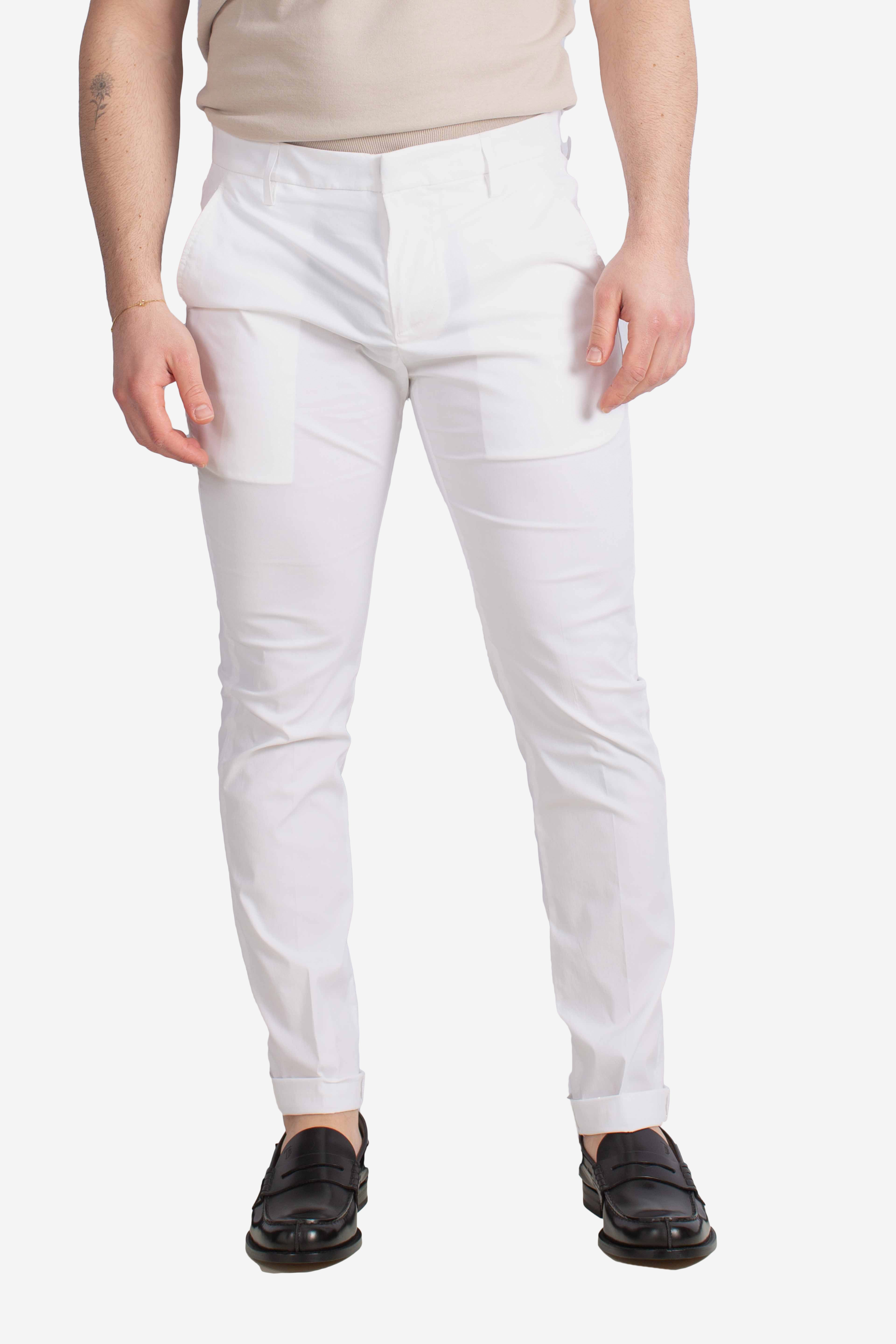 Pantalone slim chino Gaubert in popeline cotone nylon bianco
