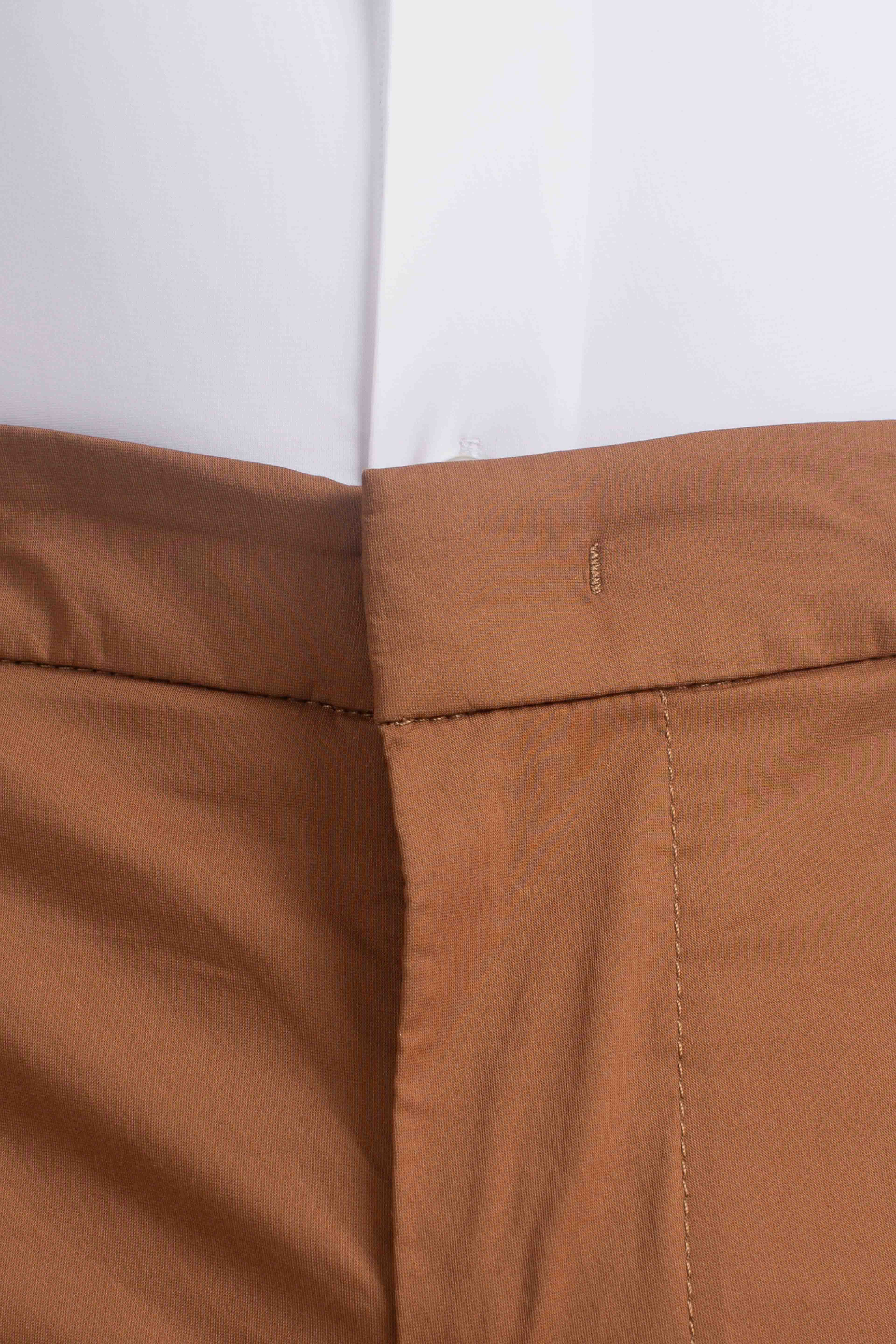 Pantalone slim chino Gaubert in popeline cotone nylon corteccia