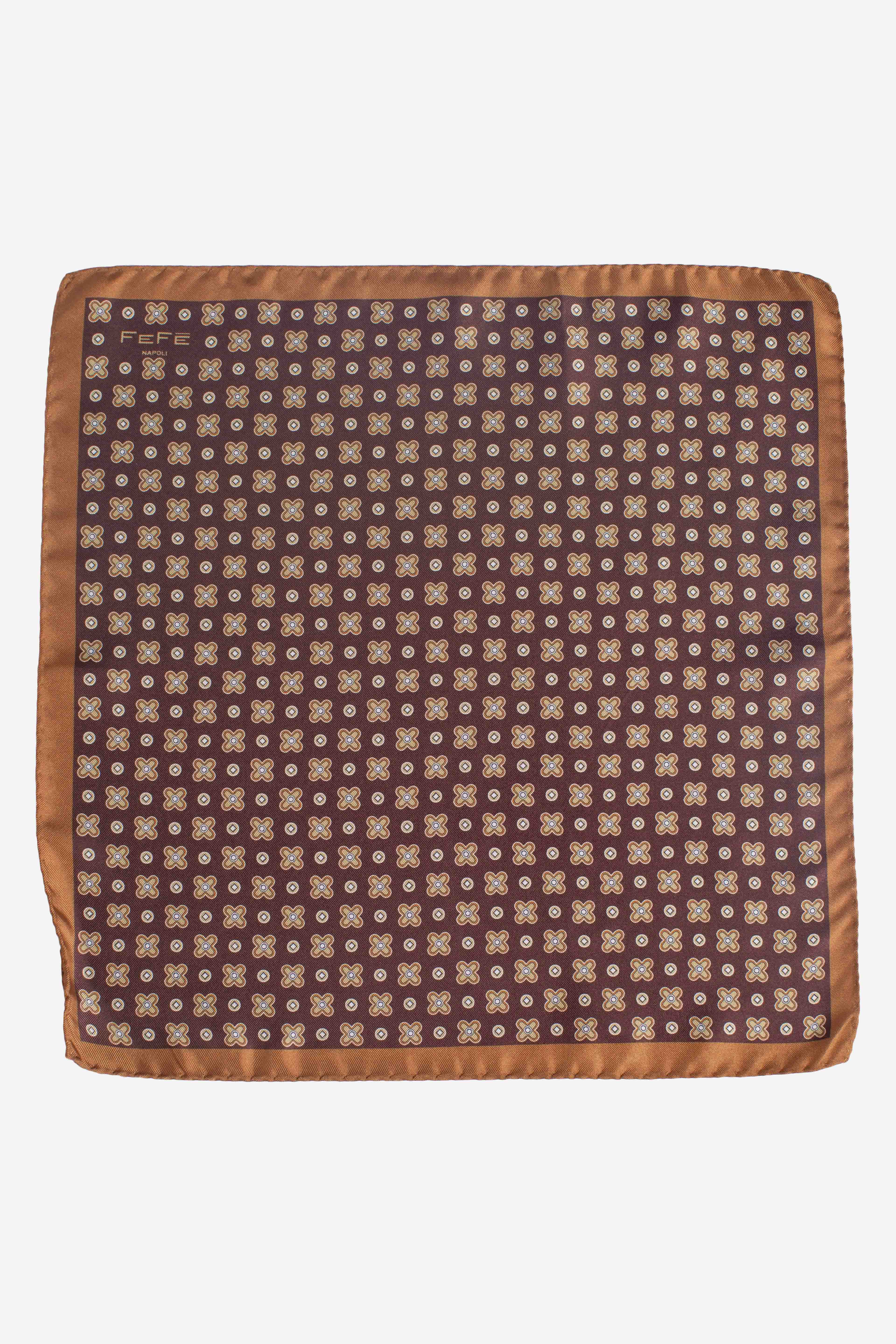 Pochette in seta panfiore marrone