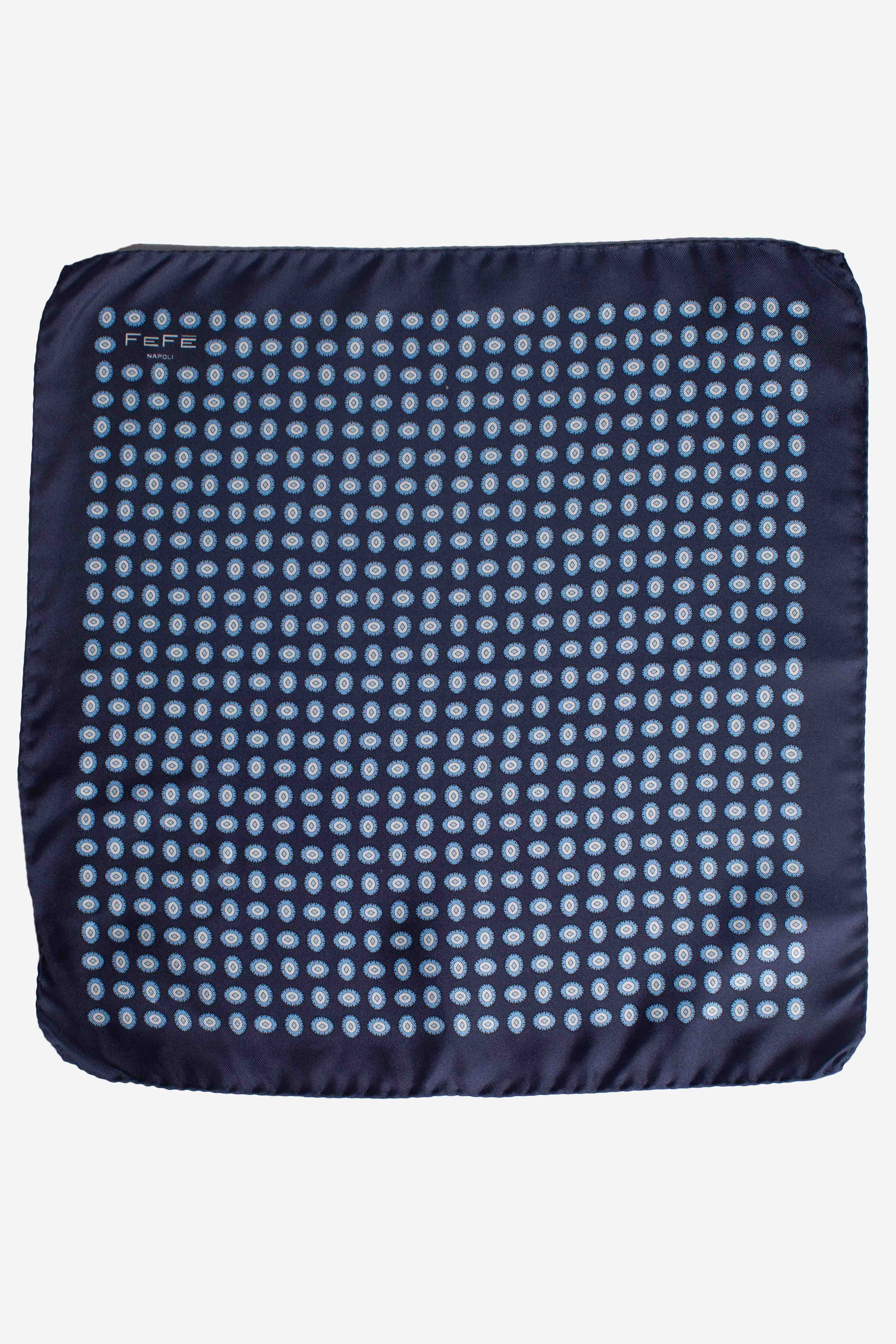 Pochette in seta stampa cravatteria blu