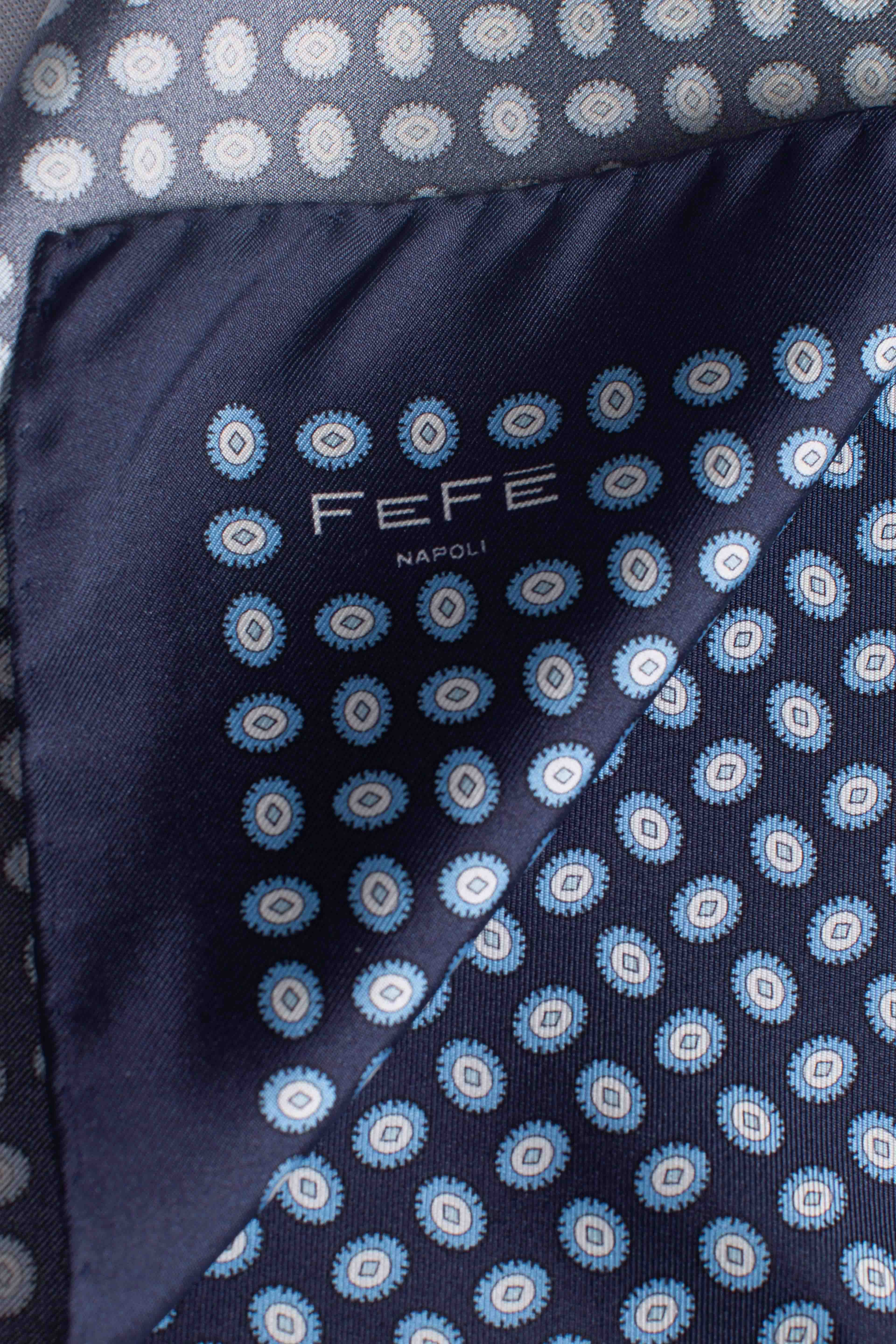 Pochette in seta stampa cravatteria blu