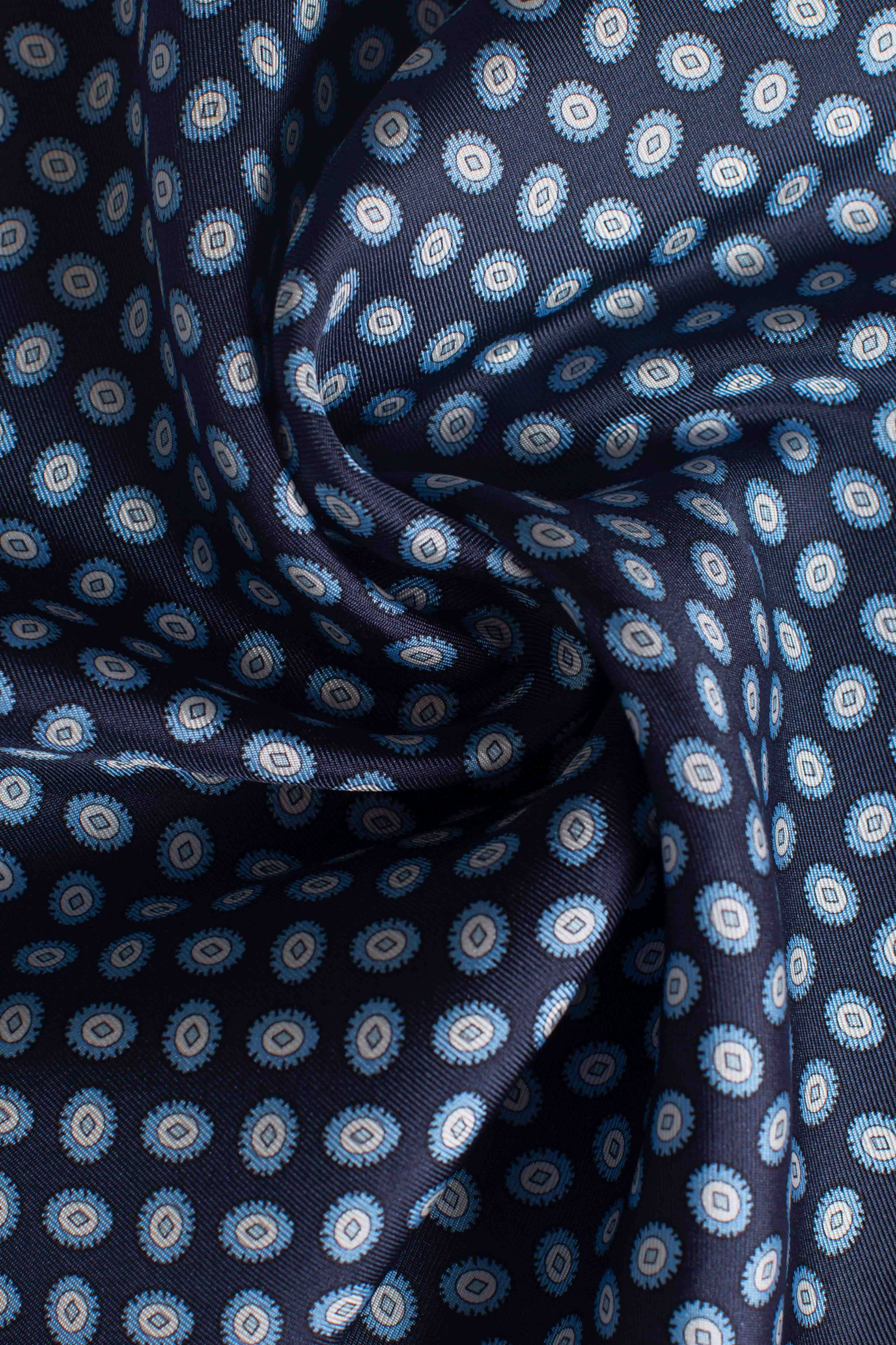 Pochette in seta stampa cravatteria blu