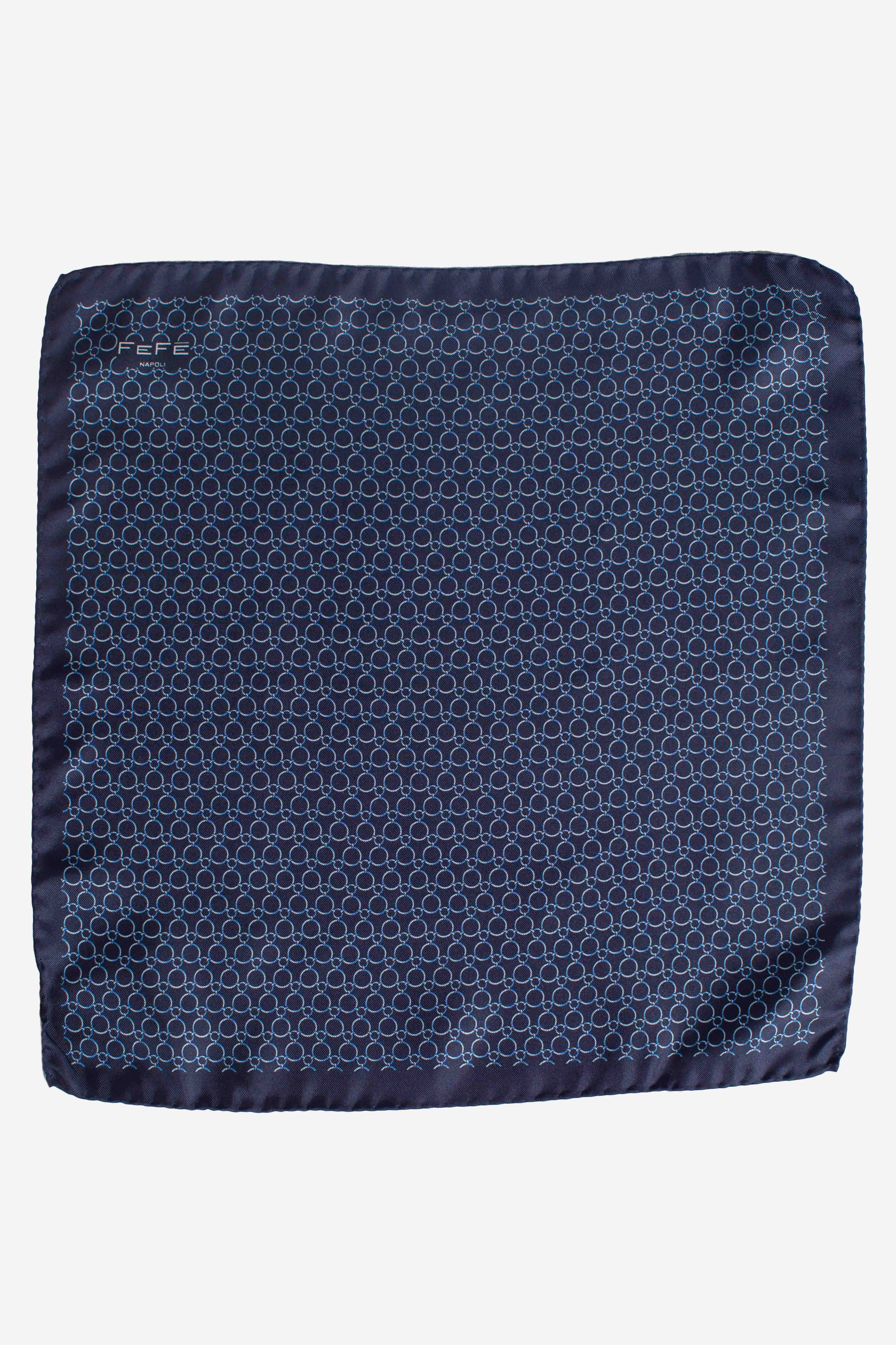 Pochette in seta stampa catena blu