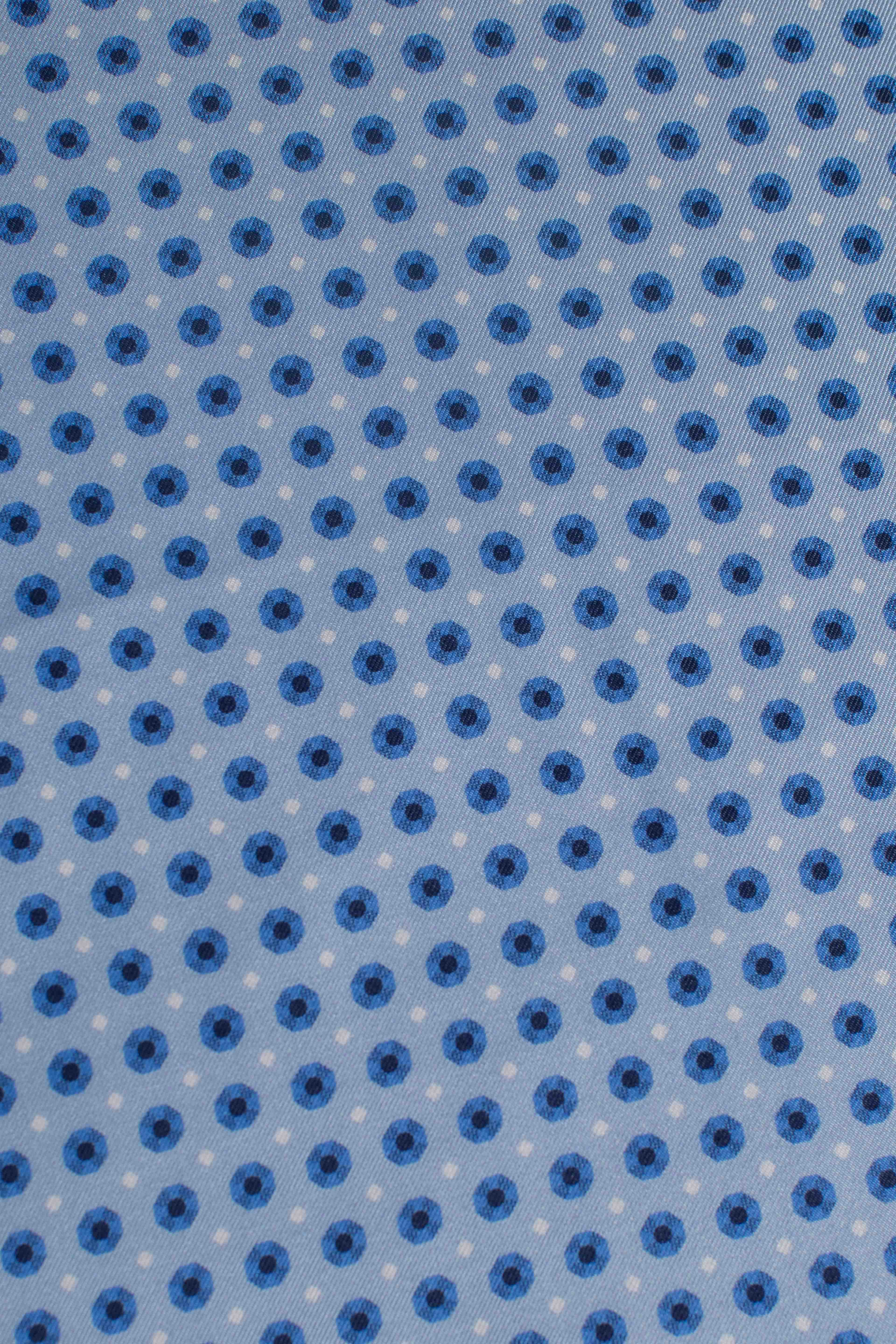 Pochette in seta stampa geometrico pois celeste