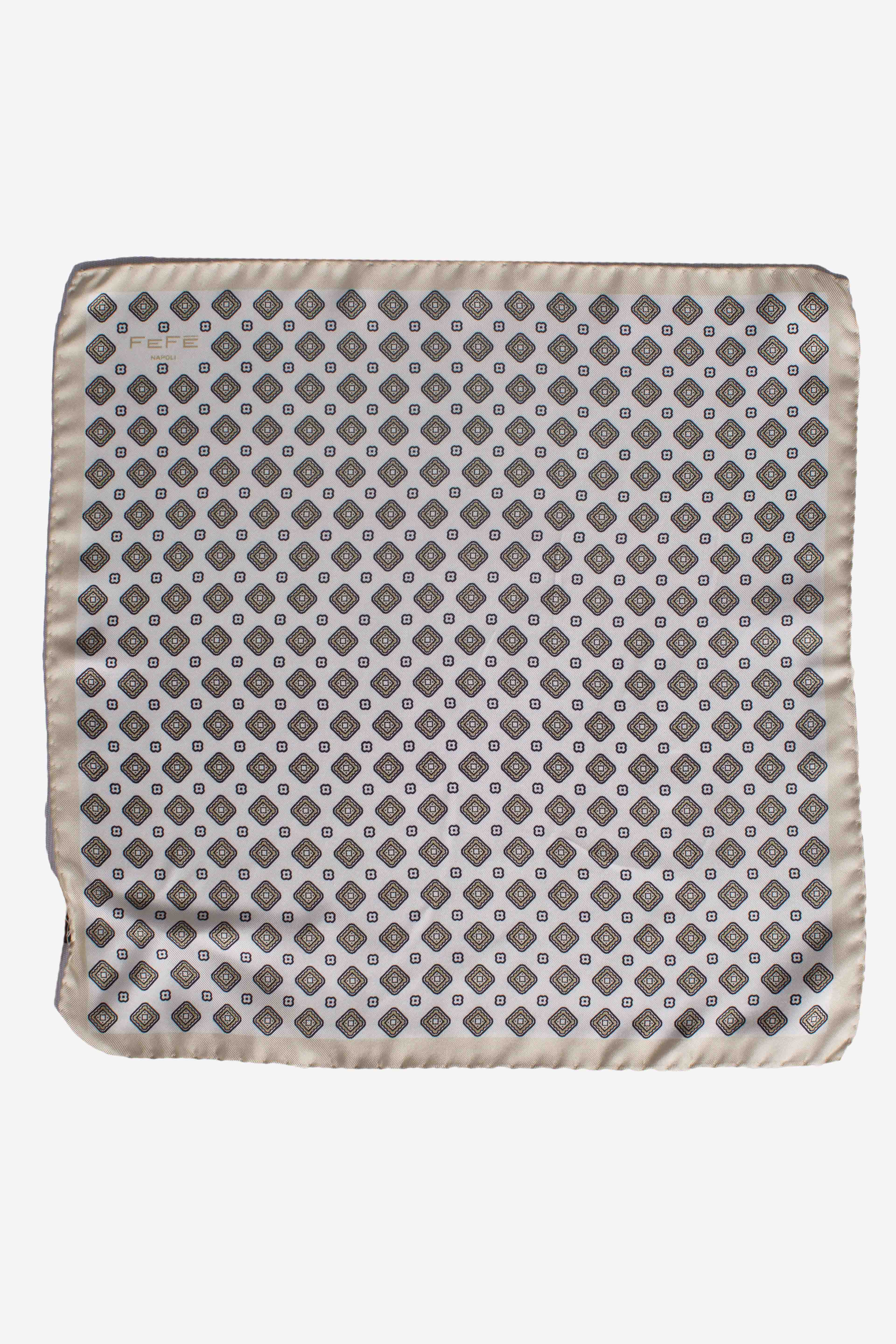 Pochette in seta semi rombi avorio