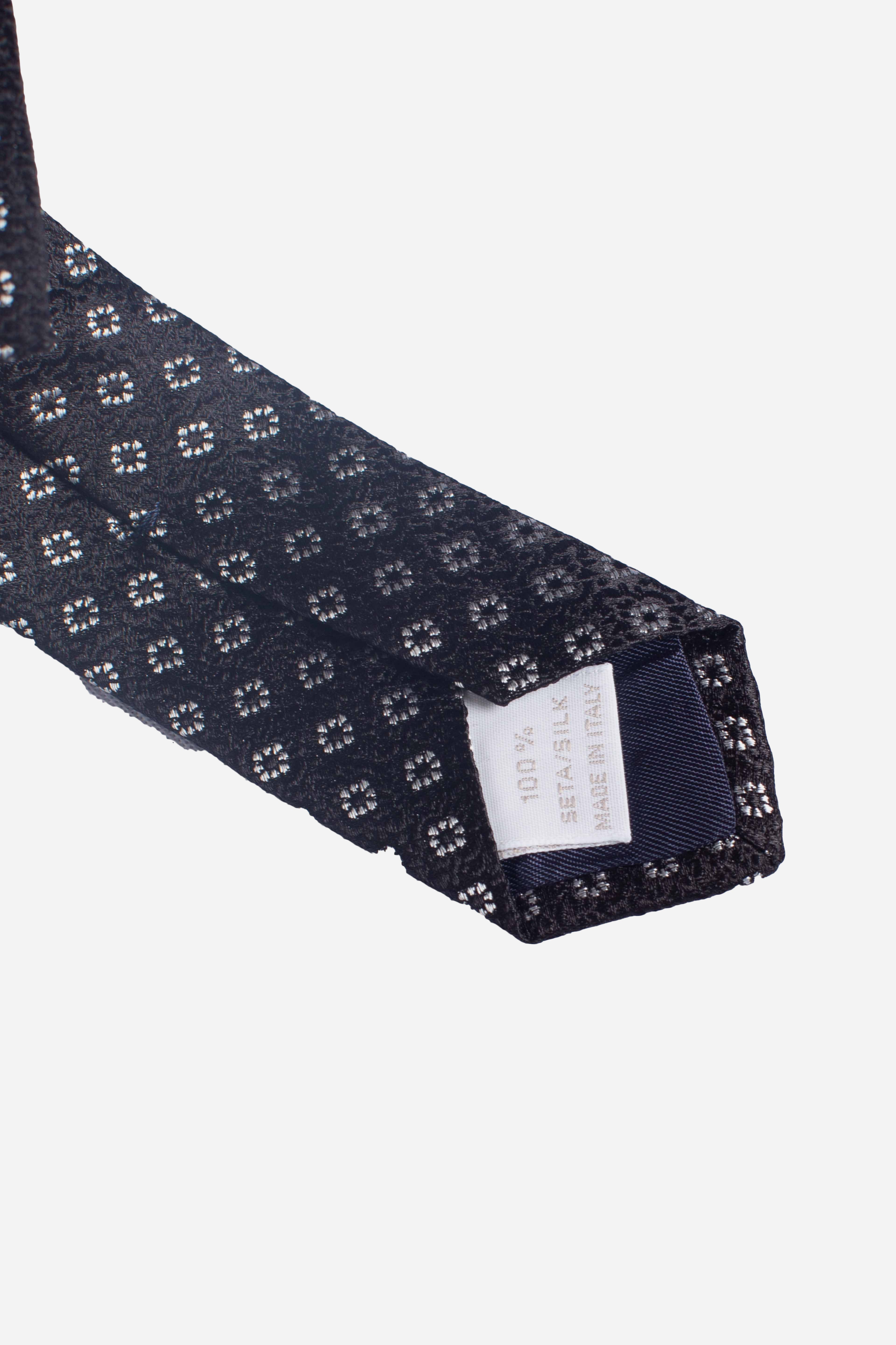 Cravatta in seta micro disegno nero