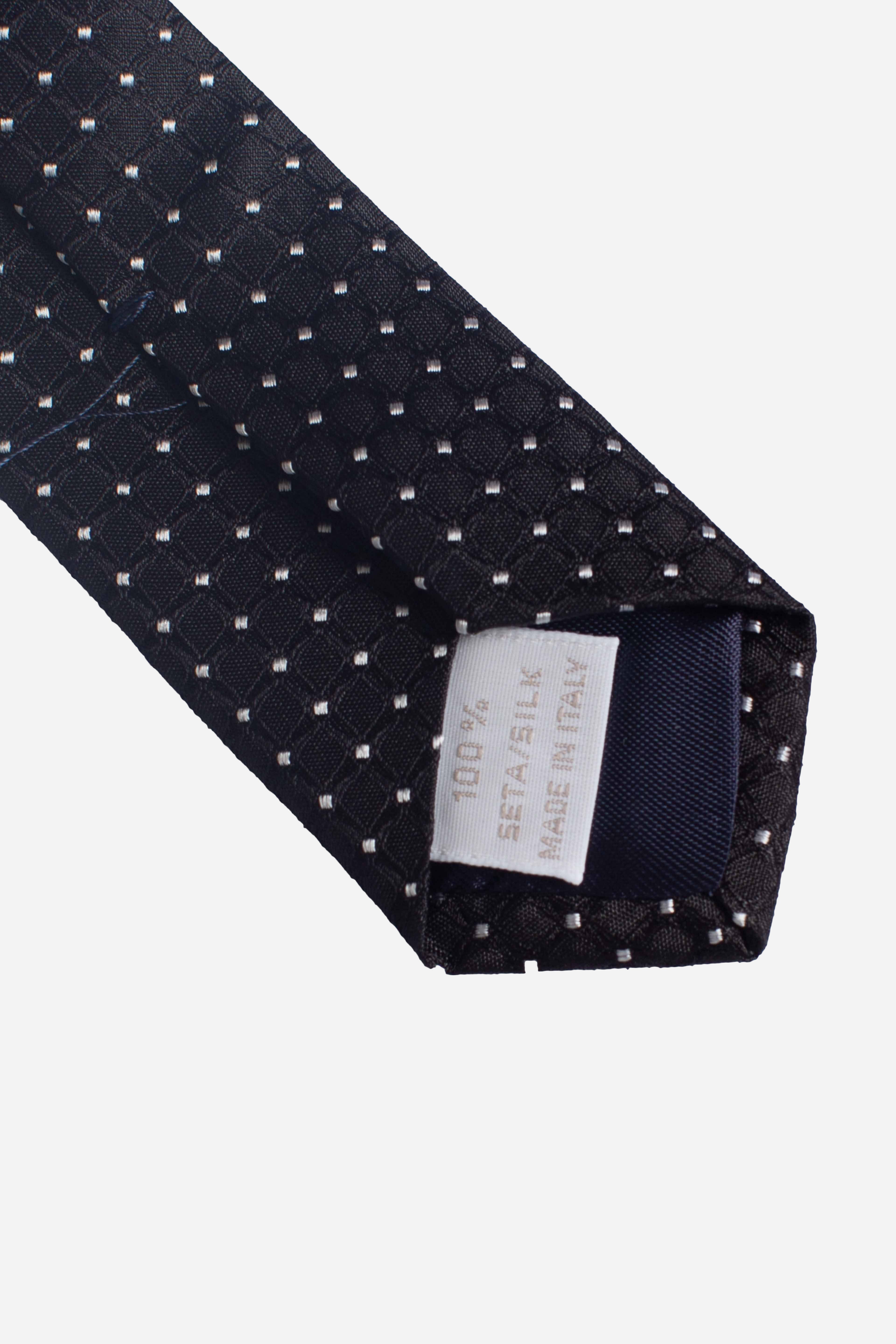 Cravatta in seta in micro fantasia nero