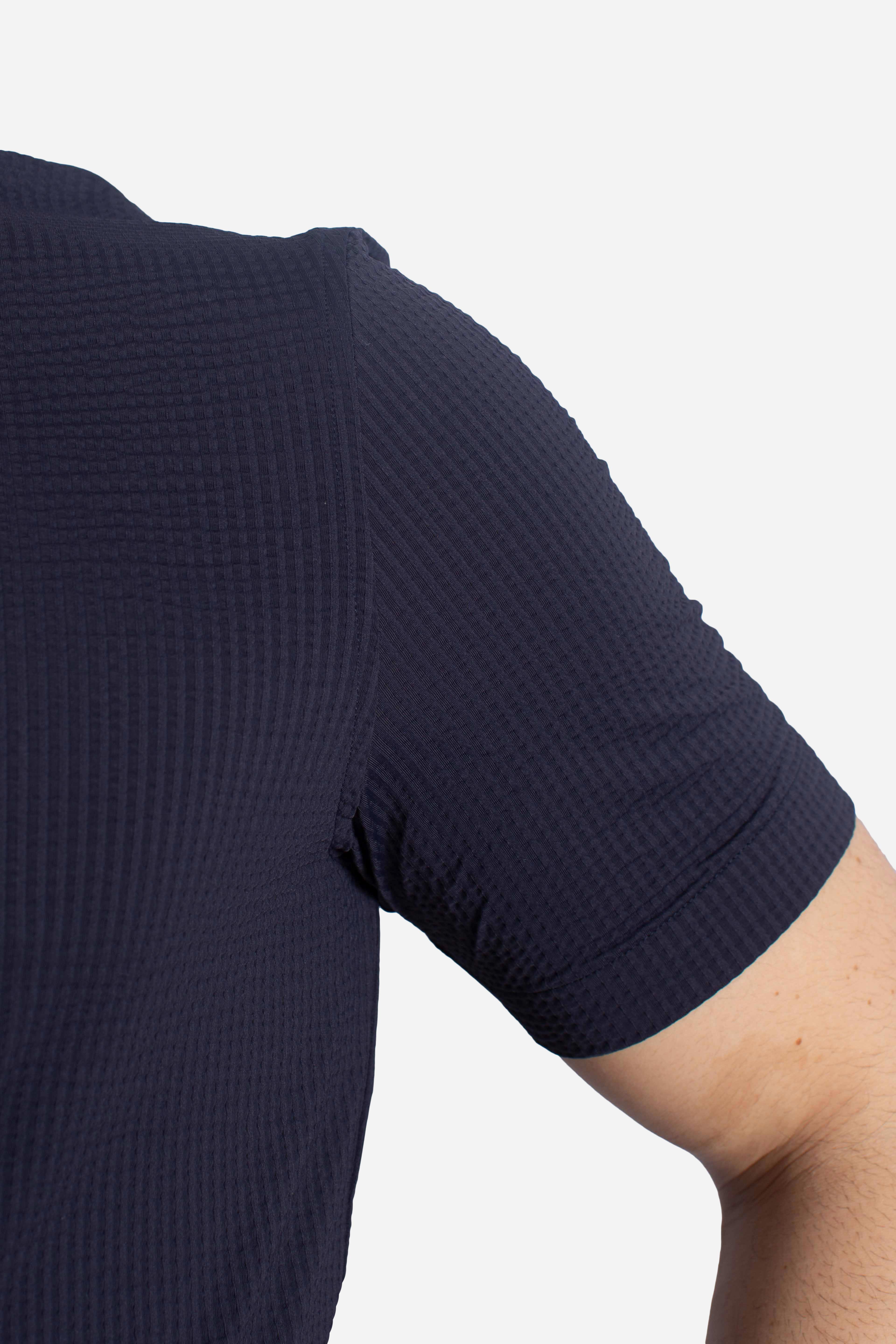 T-shirt seersucker navy blue