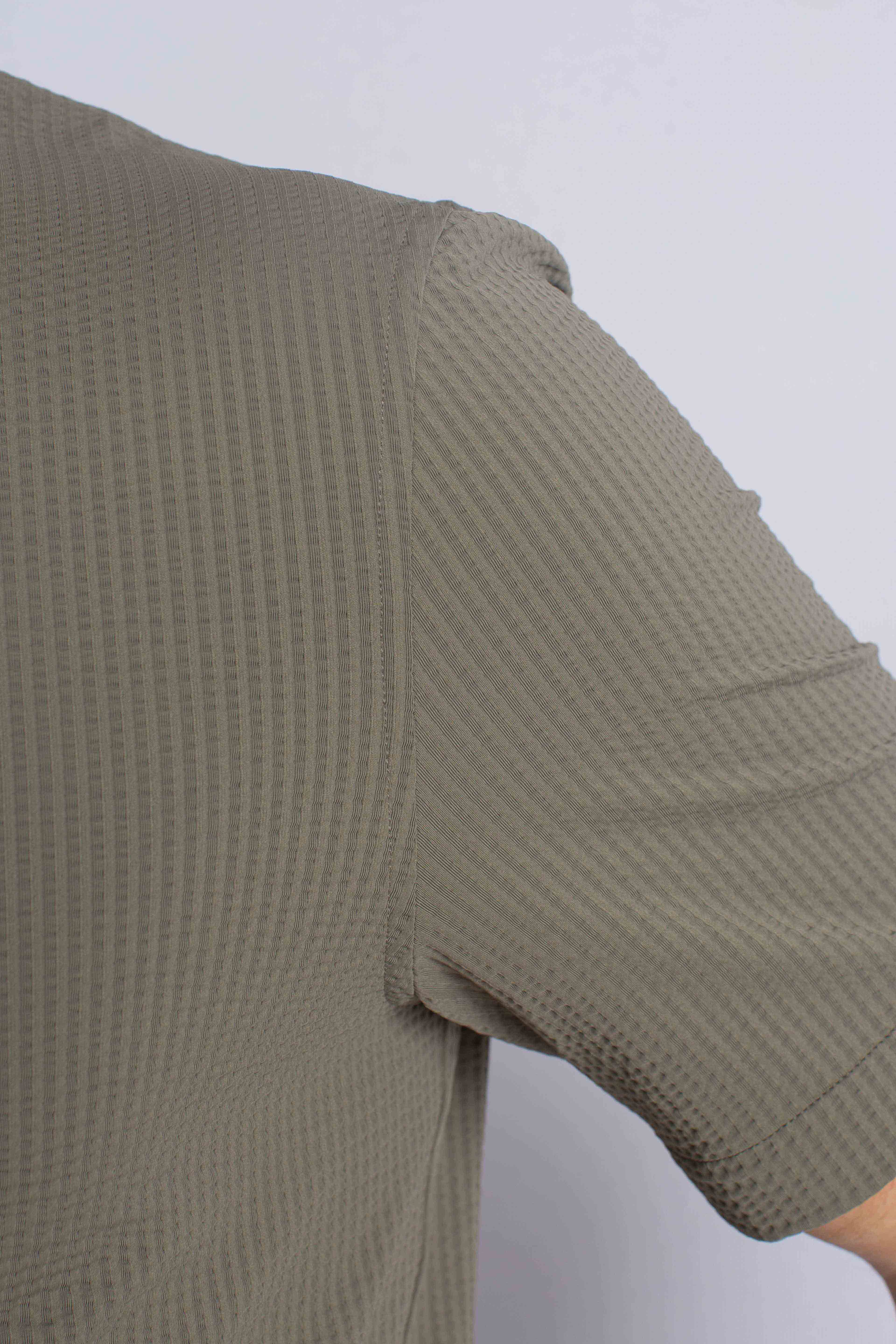 T-shirt seersucker dusty olive