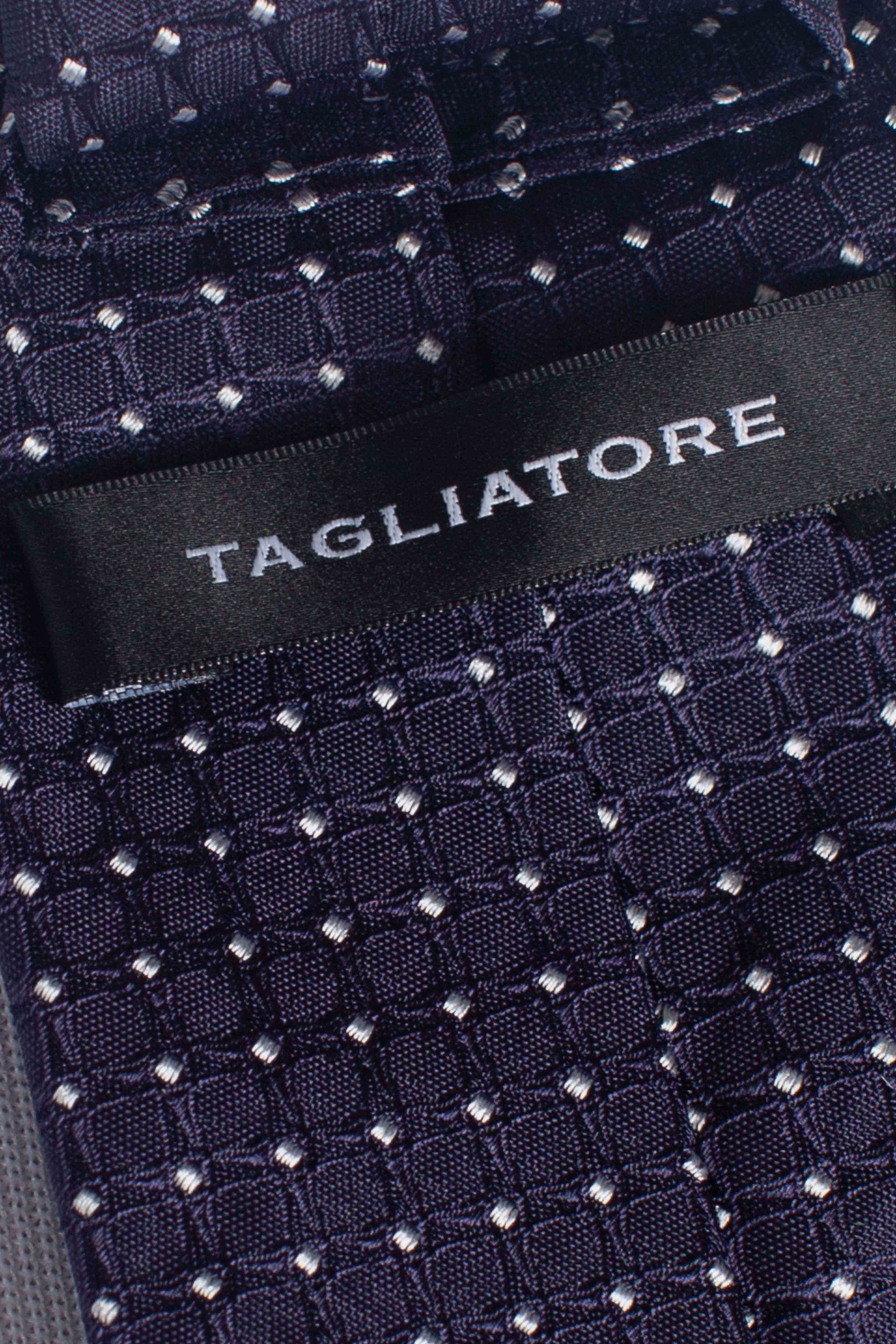 Cravatta in seta in micro fantasia blu navy