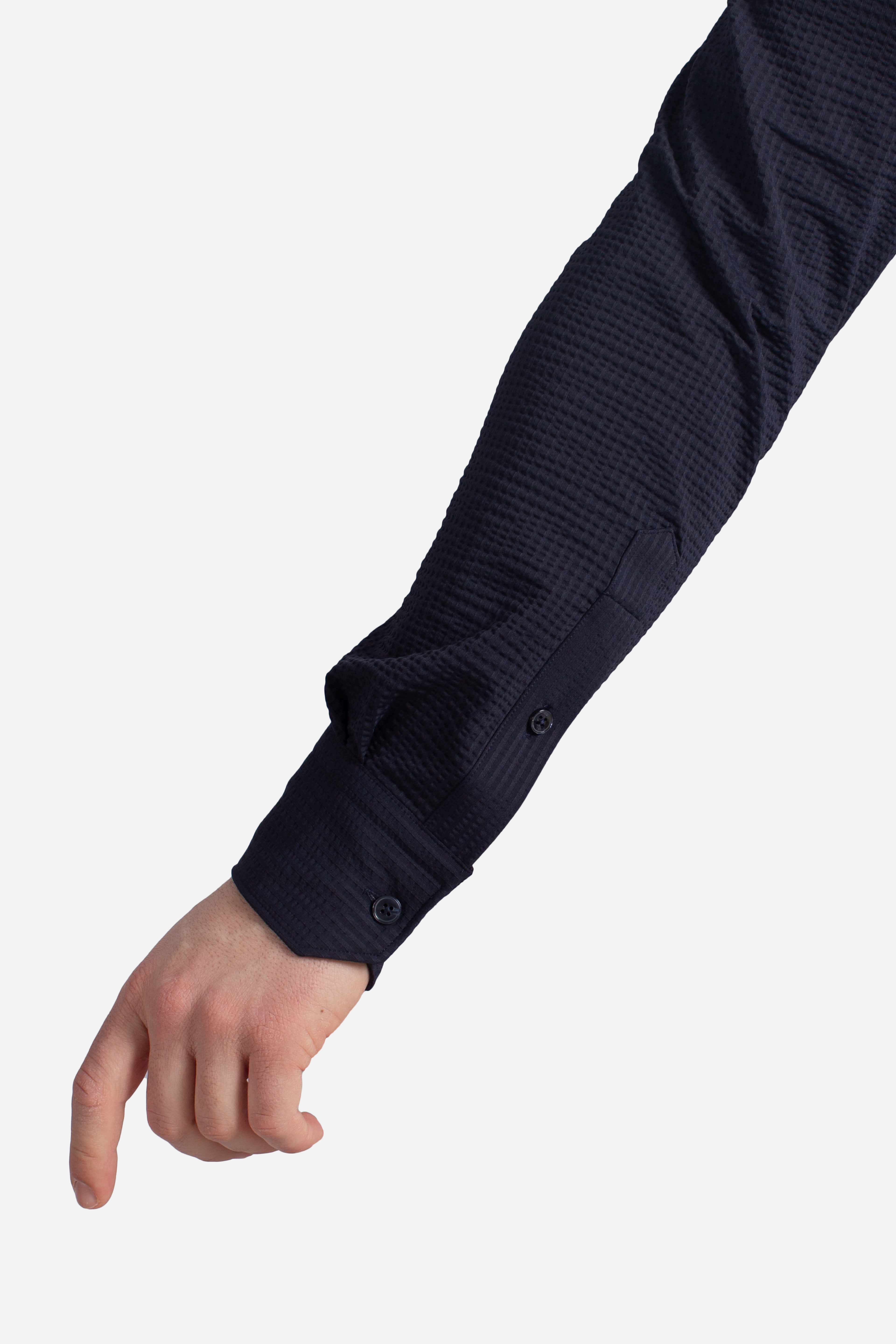 Camicia tecnica seersucker navy blue