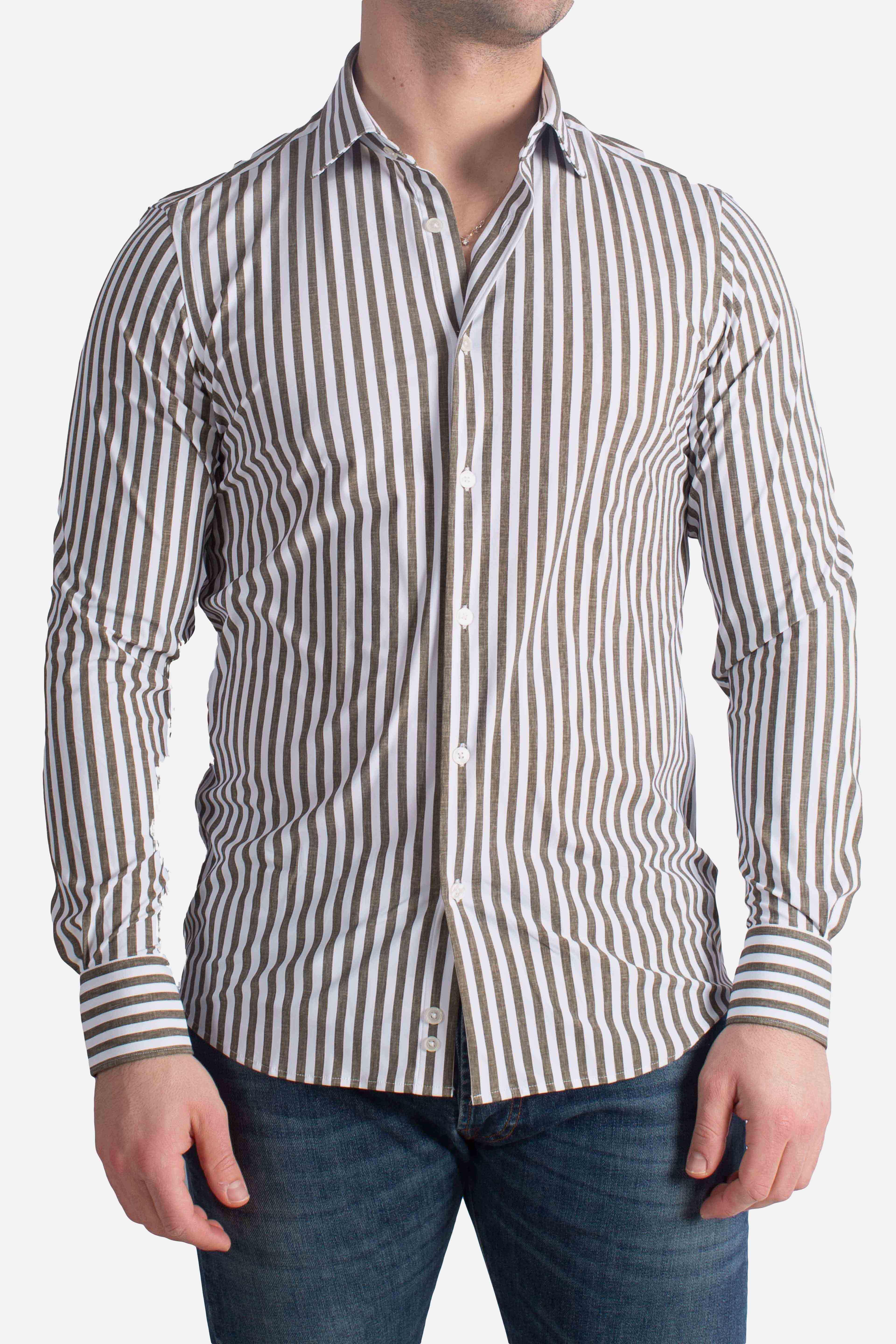 Camicia tecnica a righe brown