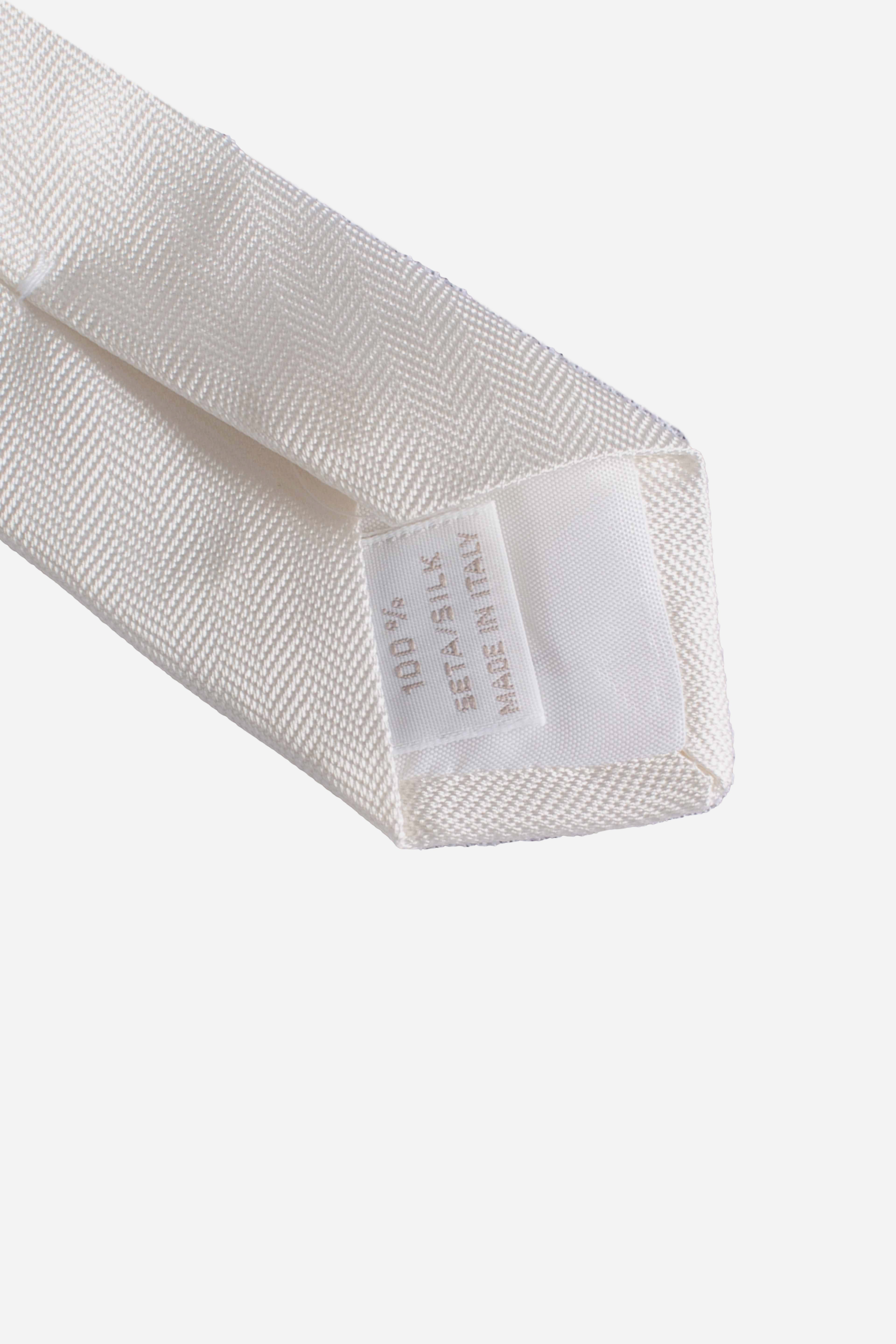 Cravatta in seta a spina di pesce panna