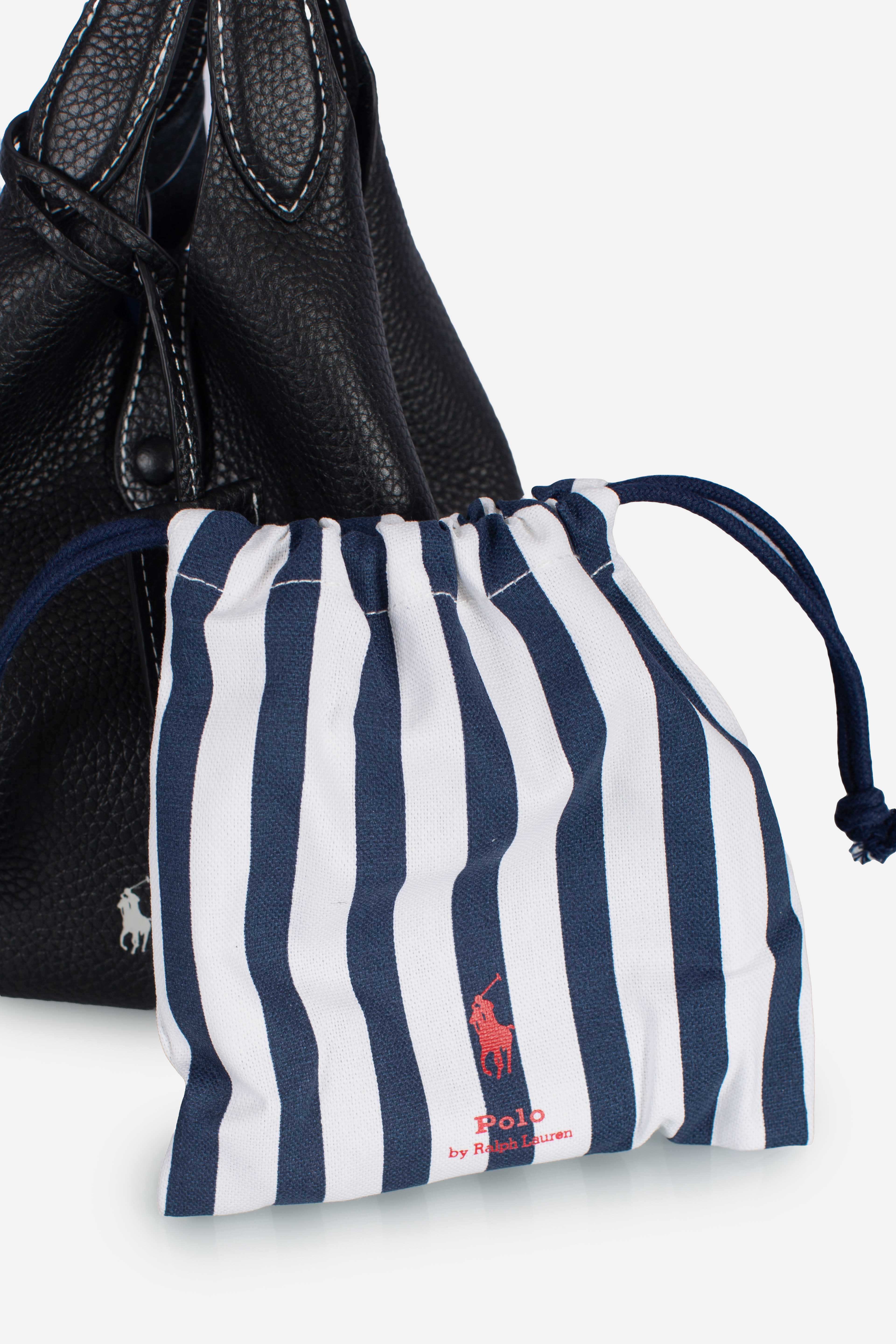 Borsa Tote Polo Play piccola in pelle black