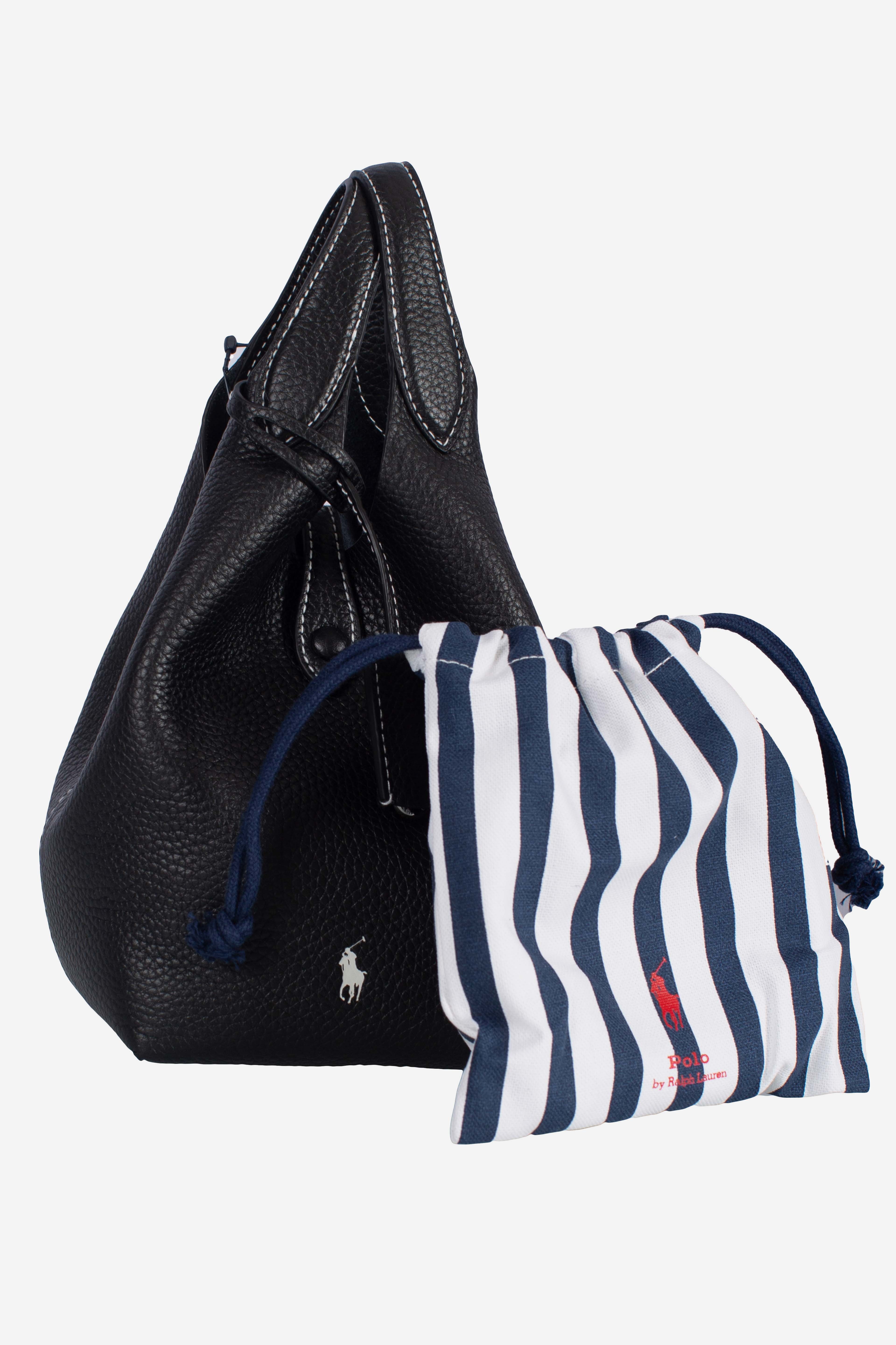 Borsa Tote Polo Play piccola in pelle black