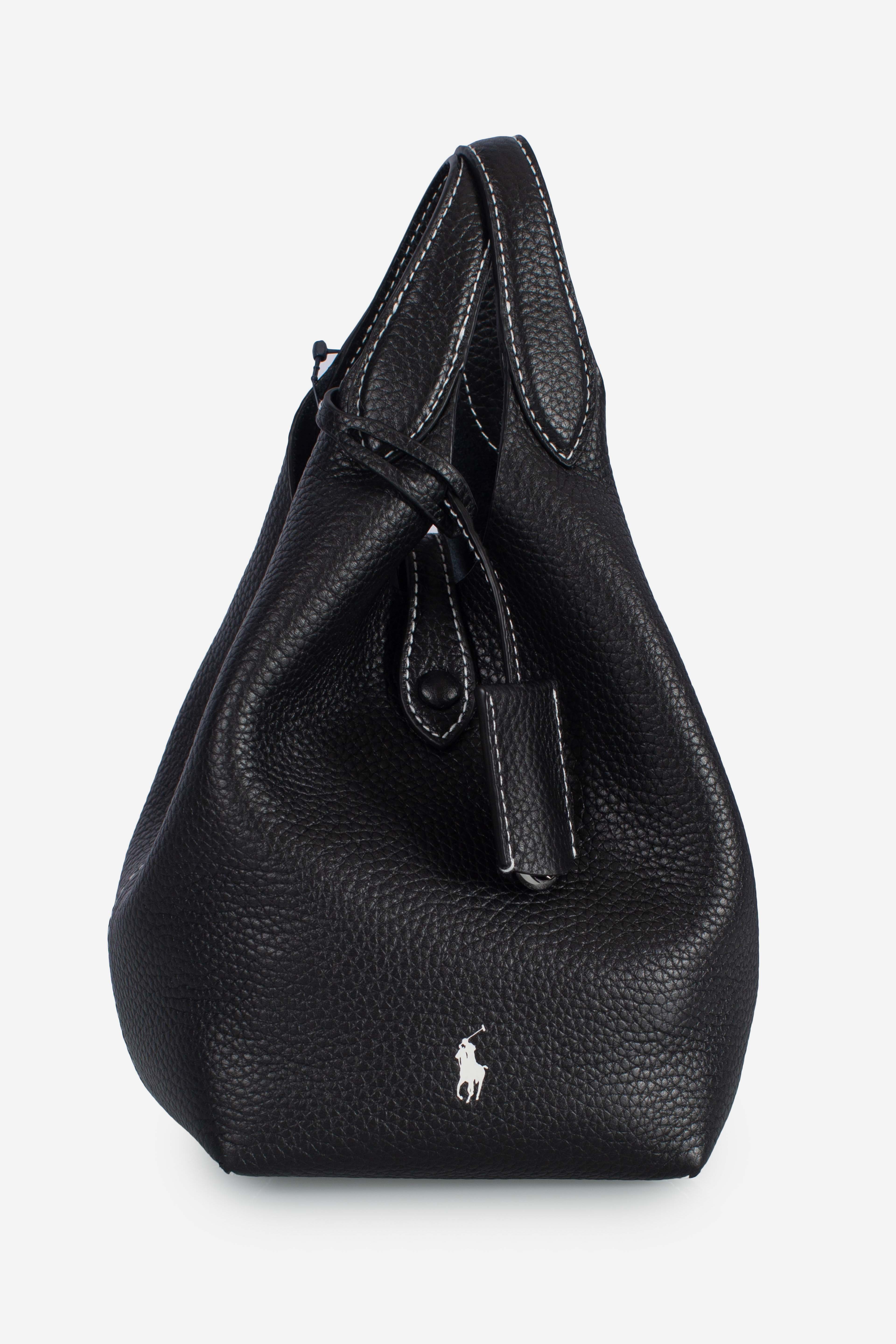 Borsa Tote Polo Play piccola in pelle black