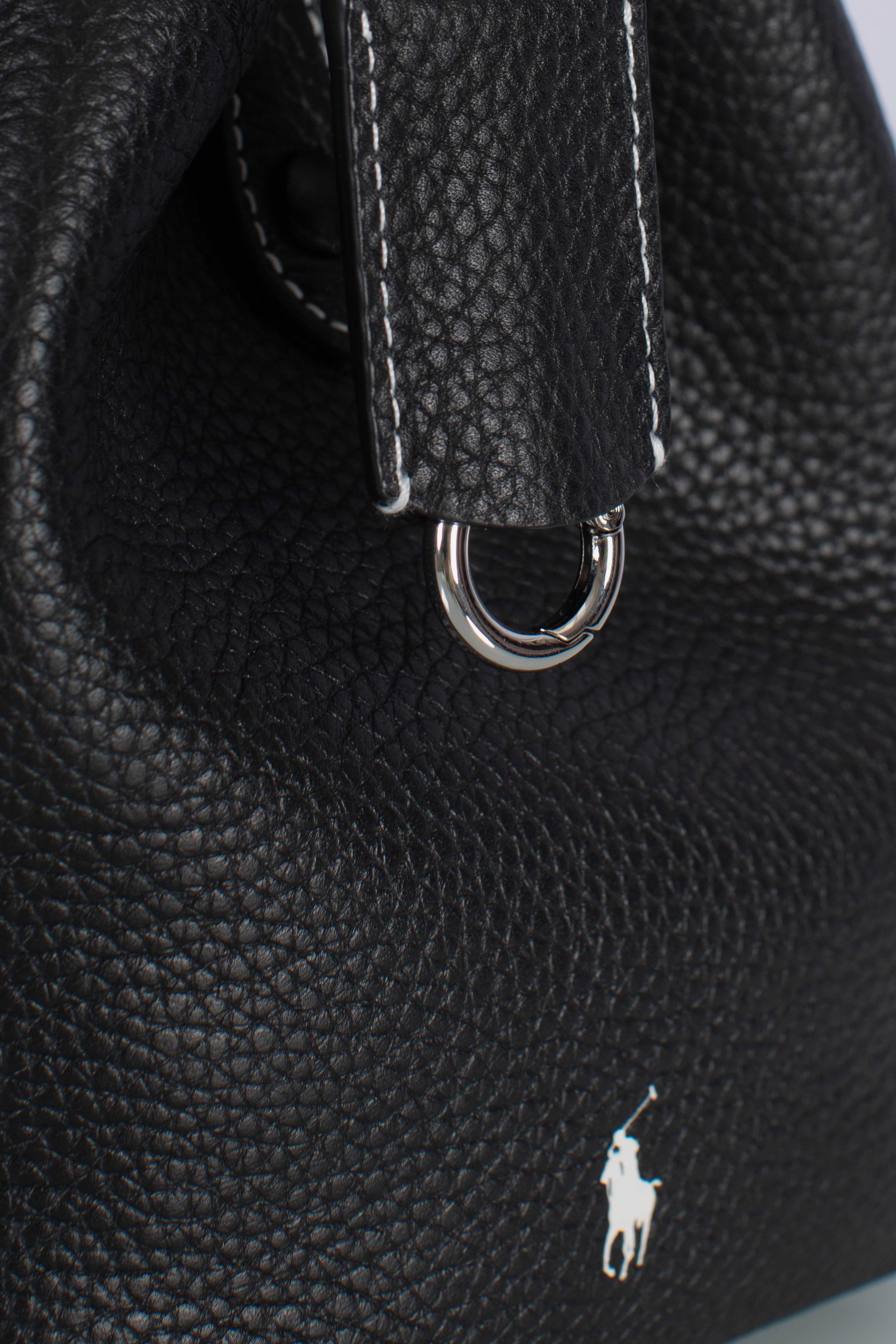 Borsa Tote Polo Play piccola in pelle black