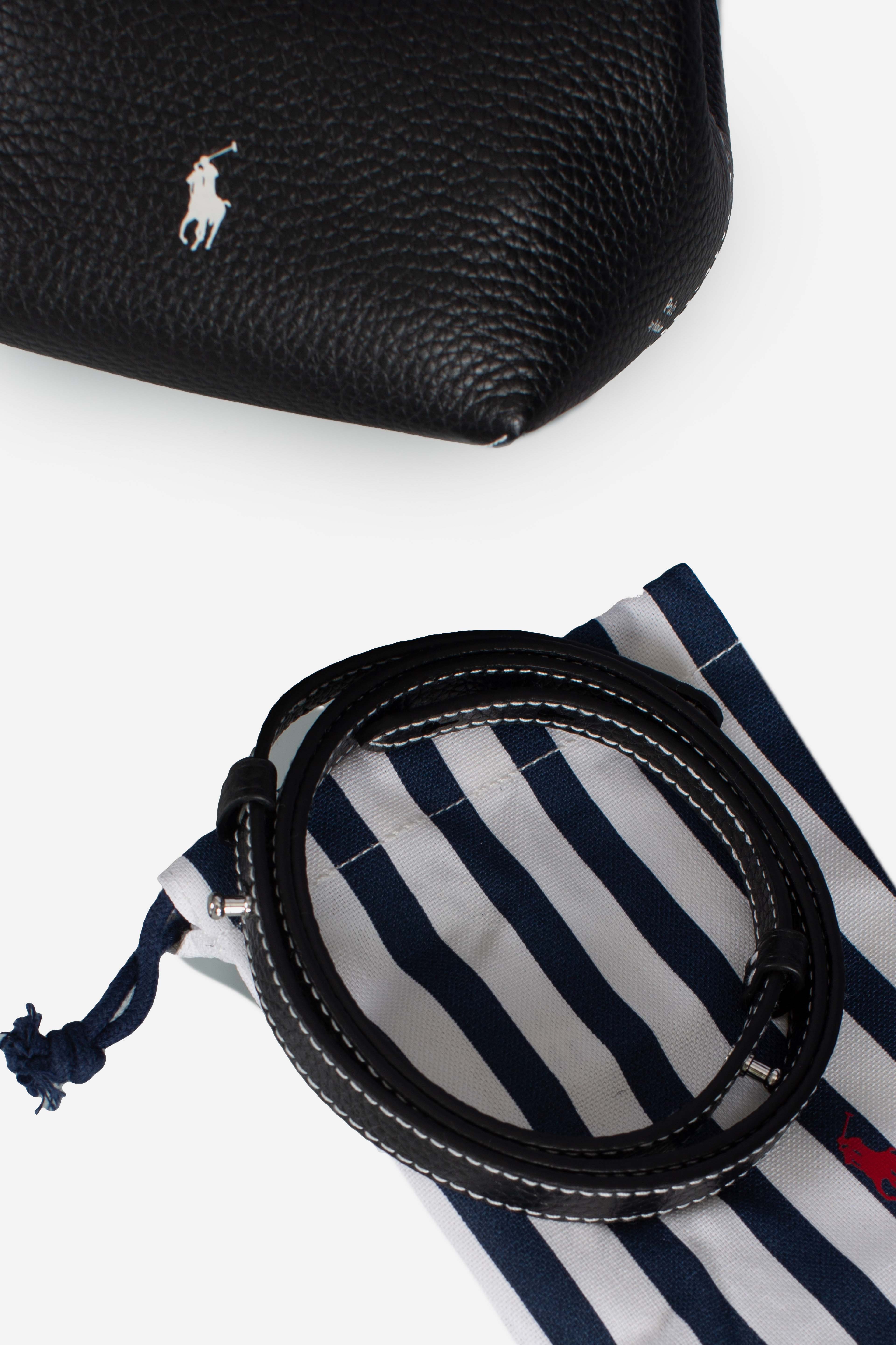 Borsa Tote Polo Play piccola in pelle black