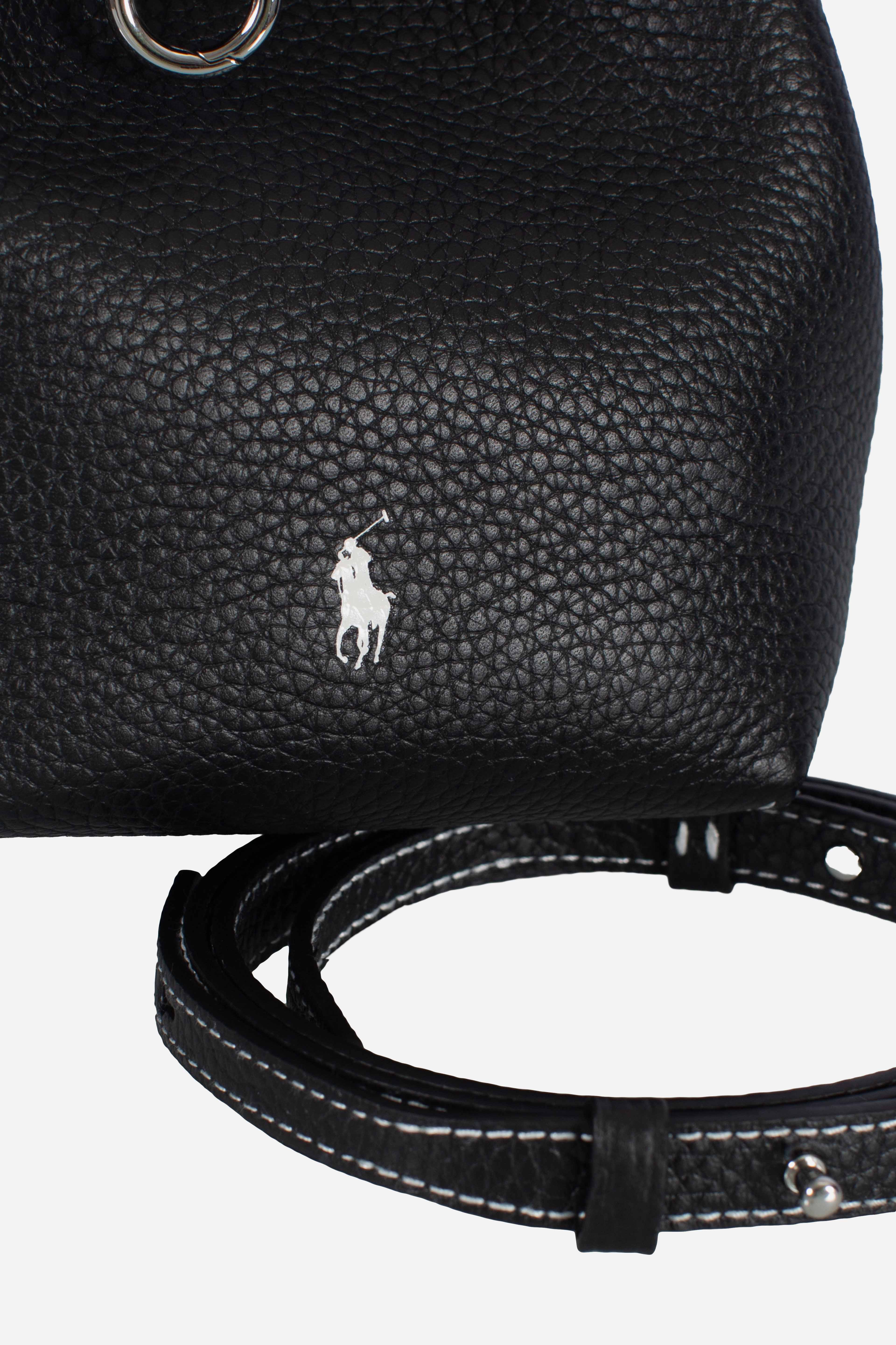 Borsa Tote Polo Play piccola in pelle black