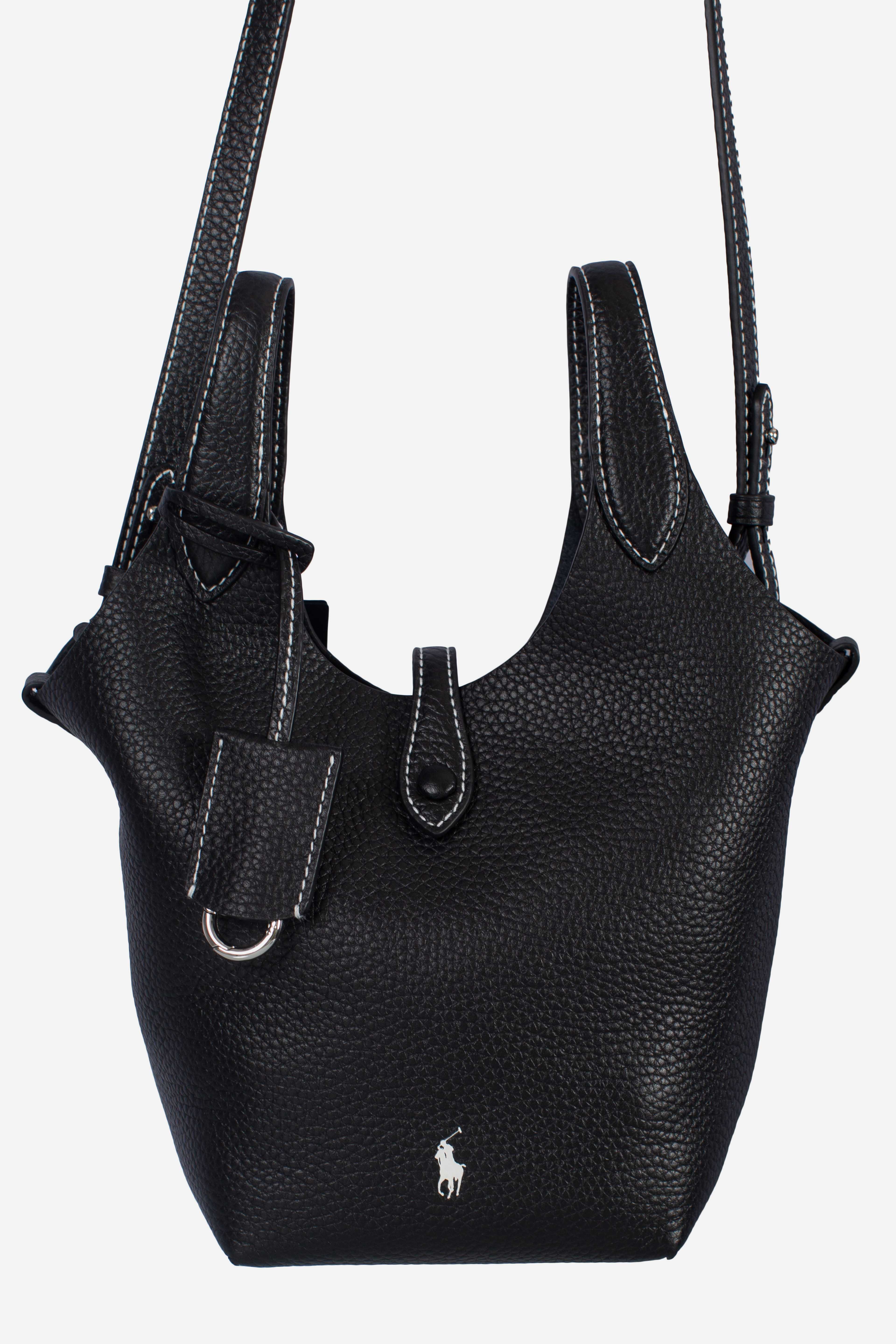 Borsa Tote Polo Play piccola in pelle black