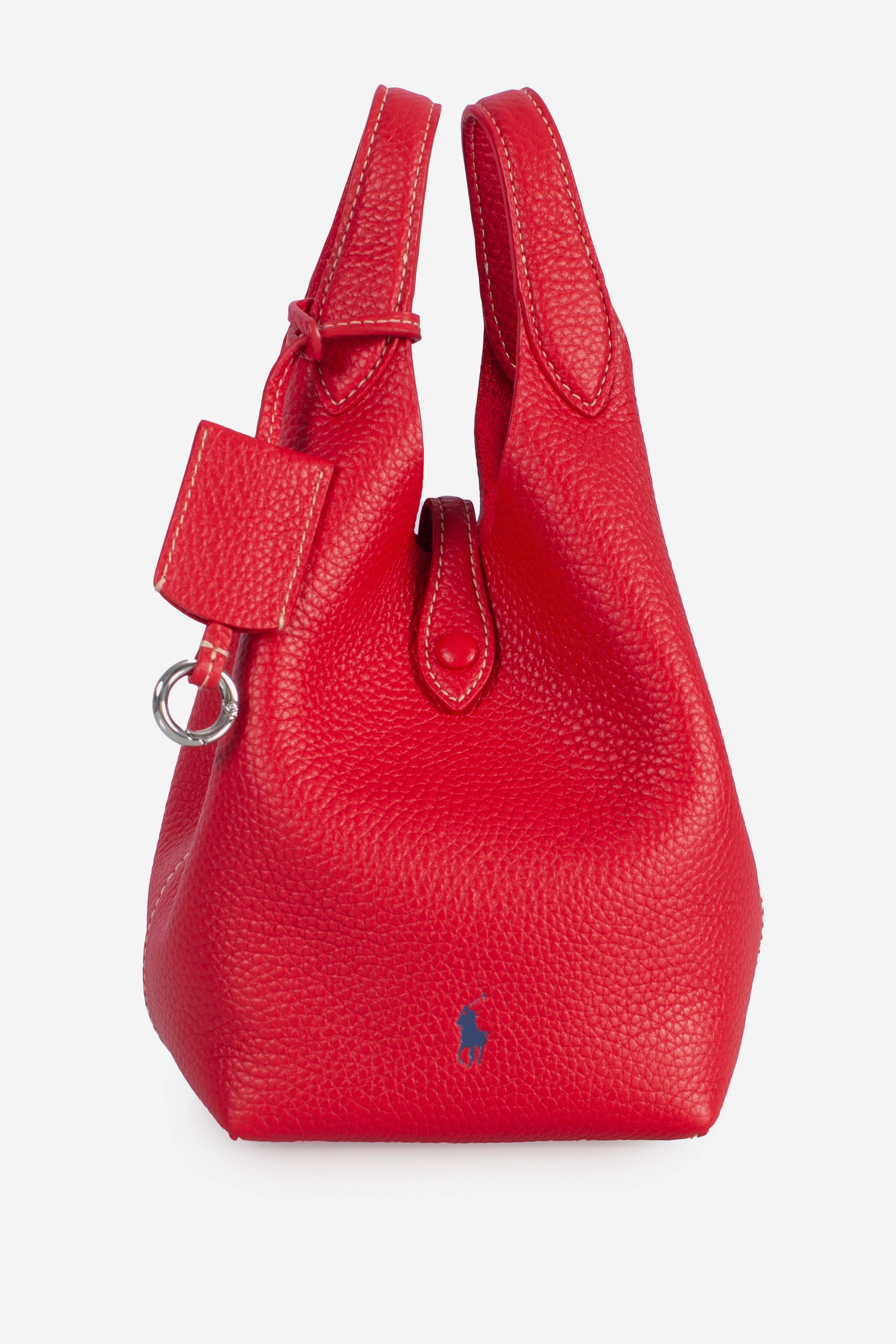 Borsa Tote Polo Play piccola in pelle red