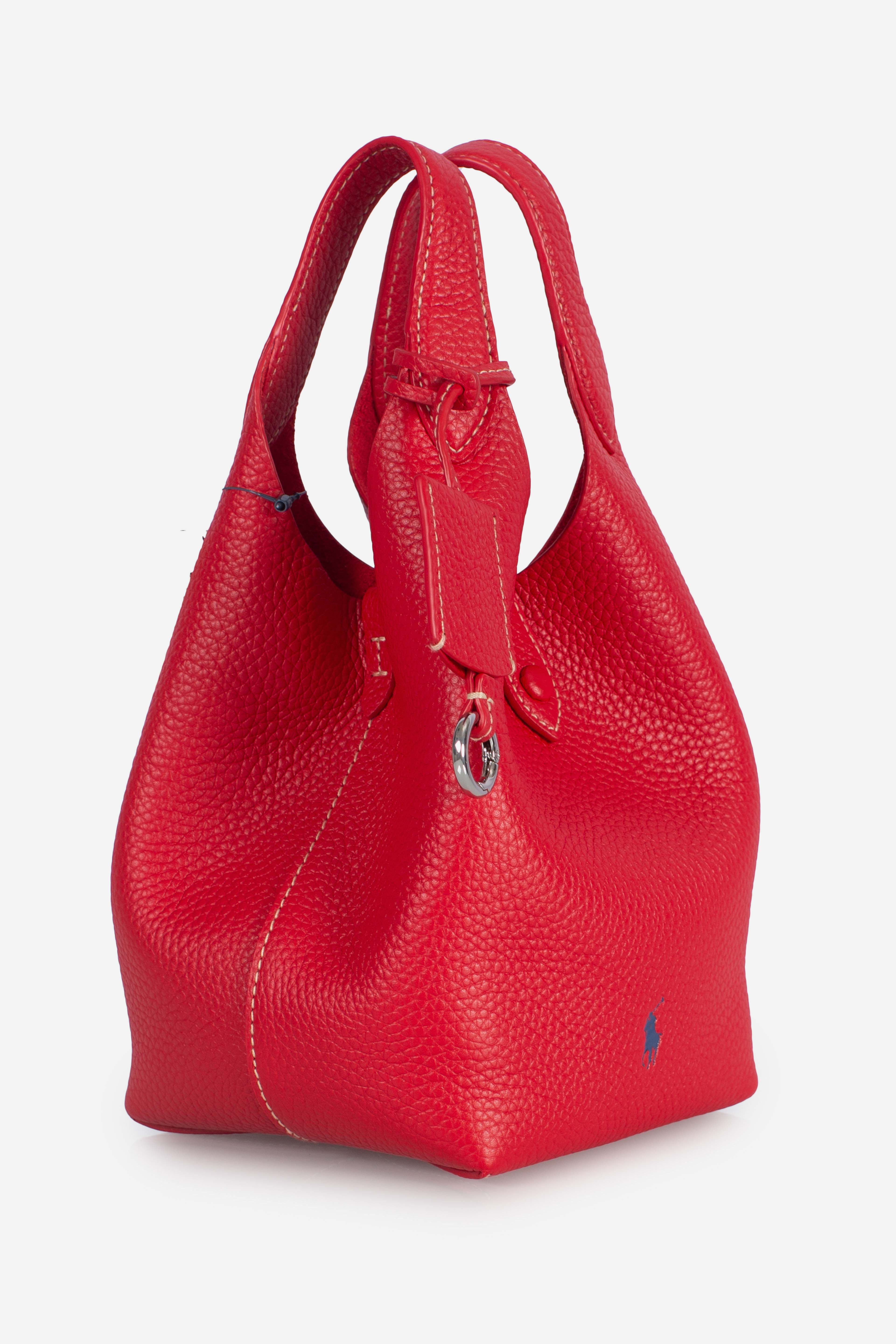Borsa Tote Polo Play piccola in pelle red