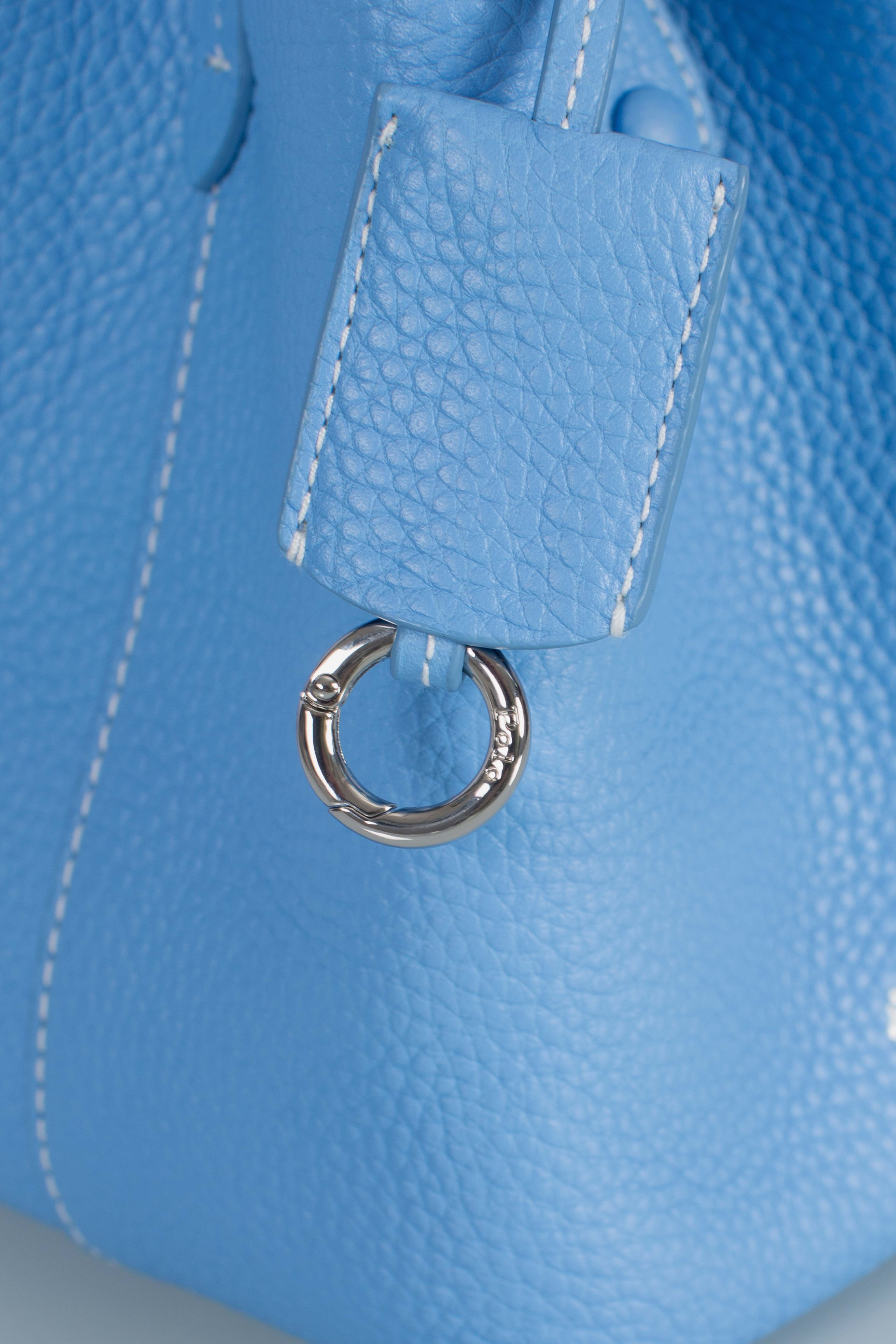 Borsa Tote Polo Play piccola in pelle blue