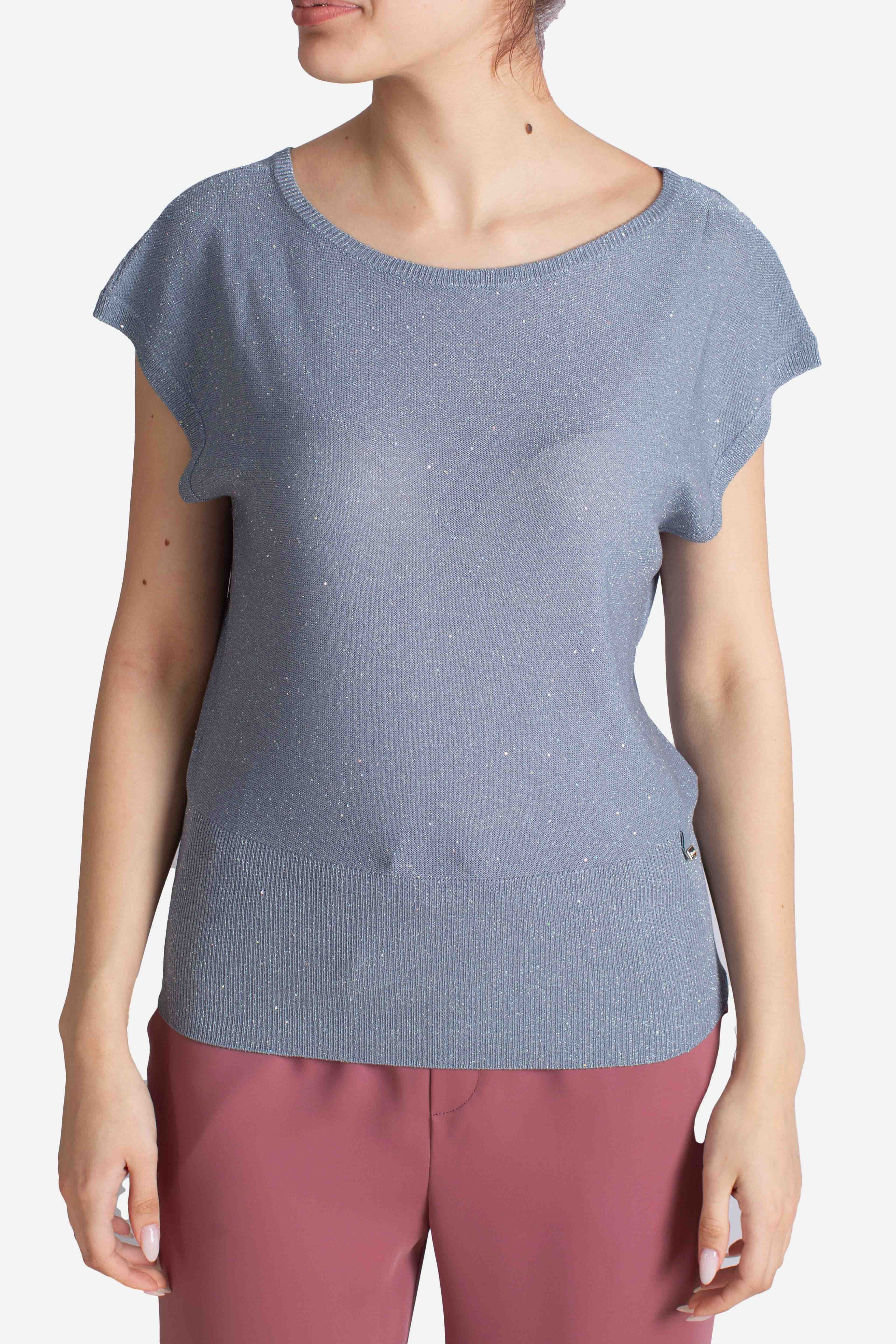 Maglia in brigth sequins viscose chantilly azzurro grigiato