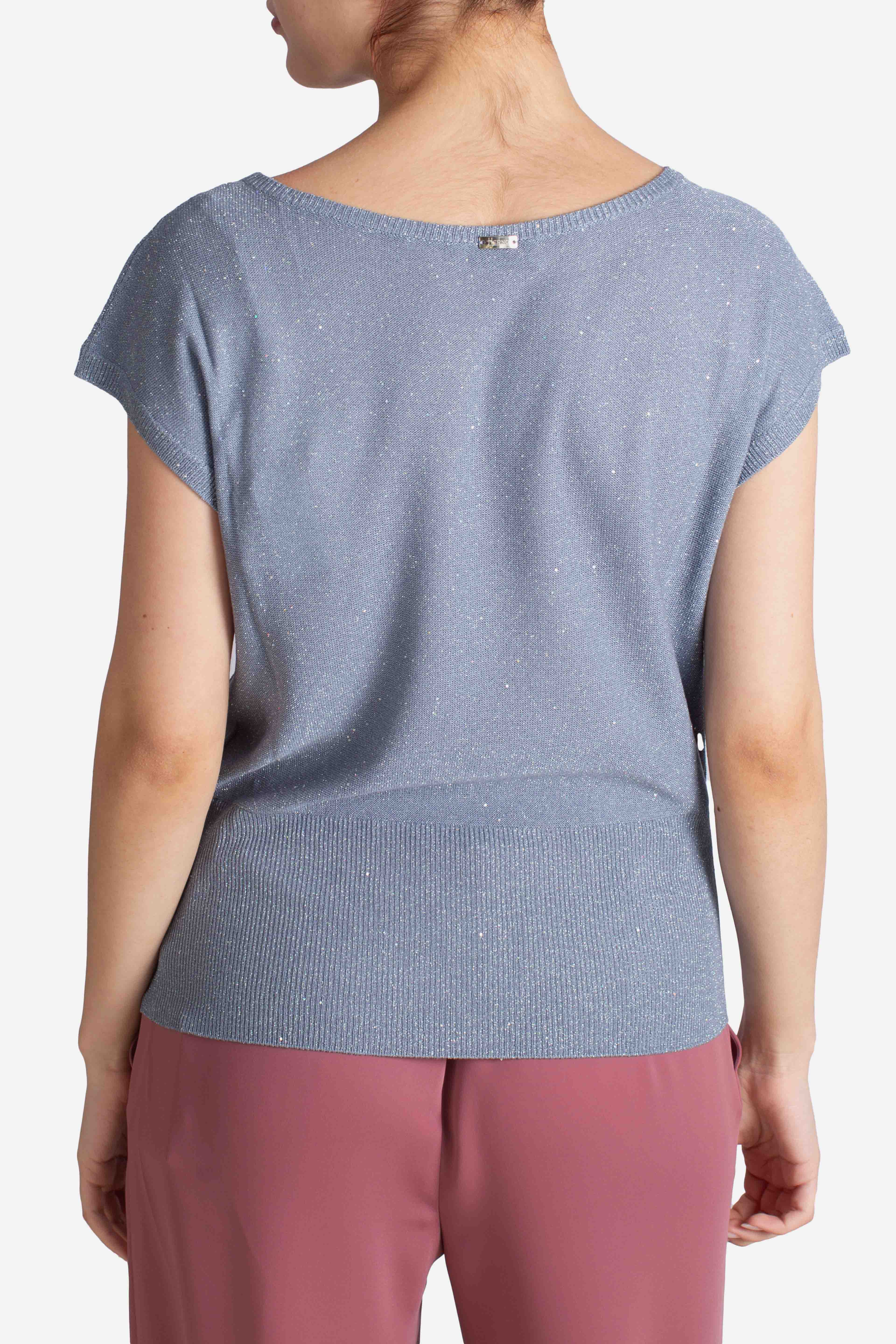 Maglia in brigth sequins viscose chantilly azzurro grigiato