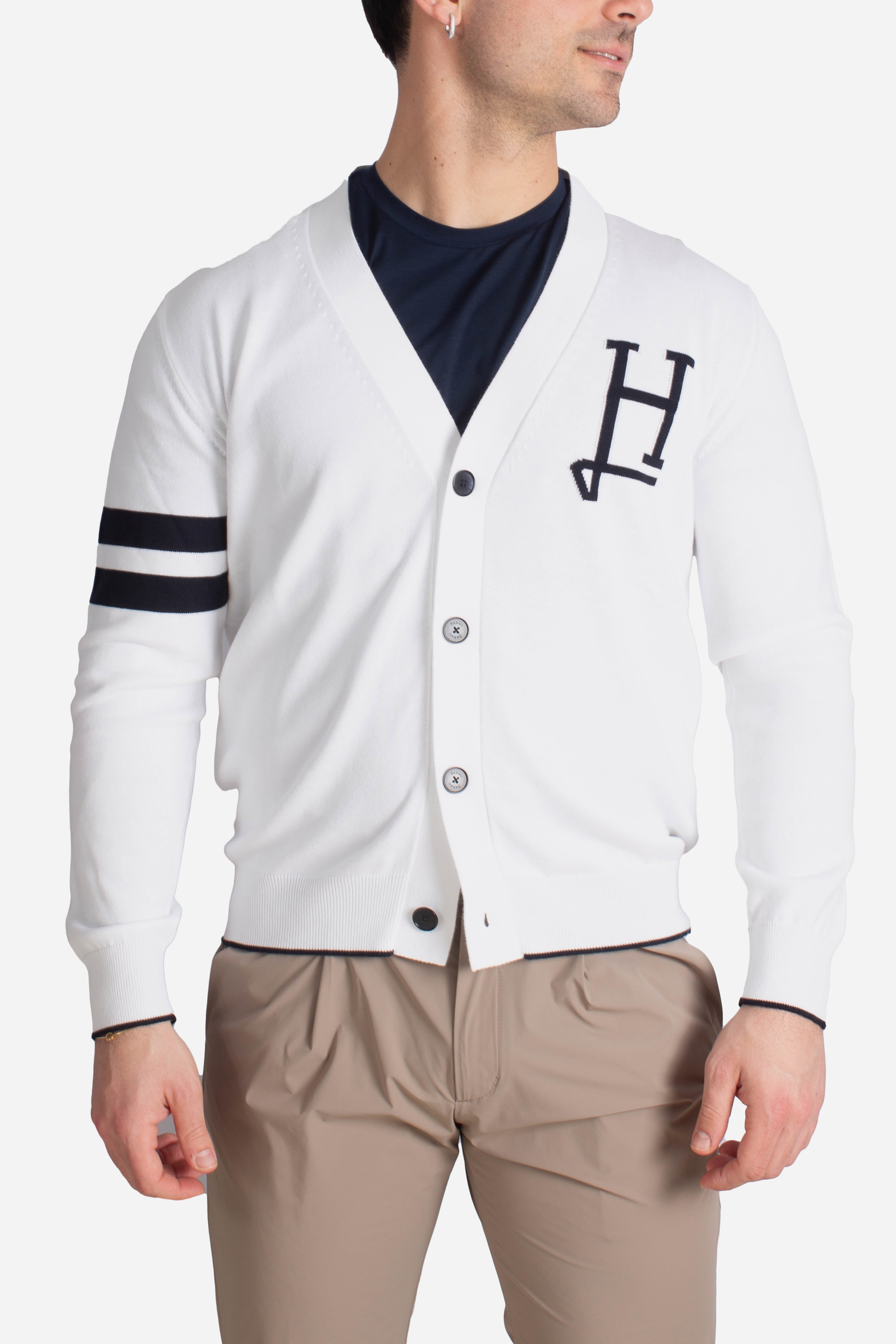 Cardigan in H' logo cotton white