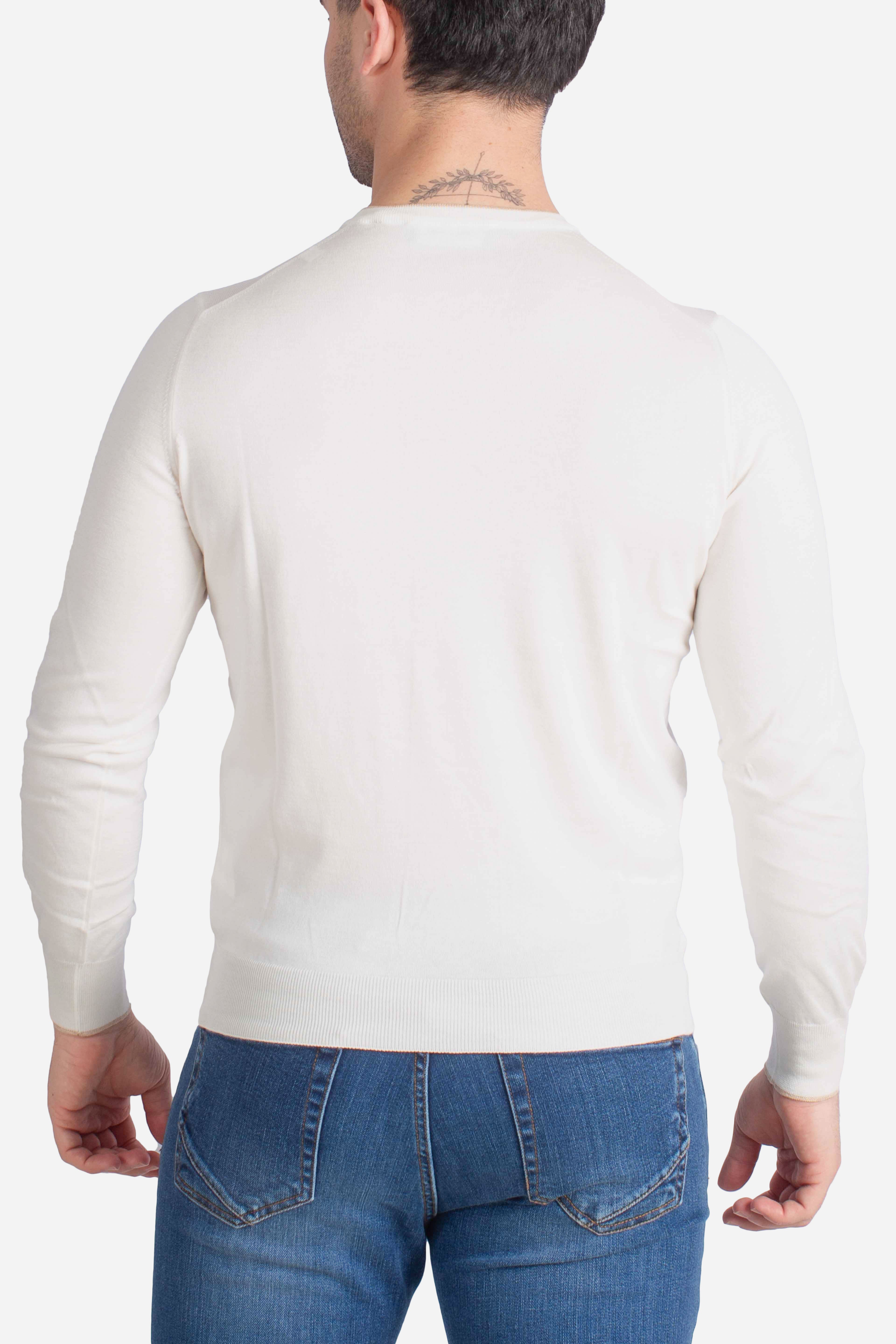 Maglia girocollo in seta e cotone bianco