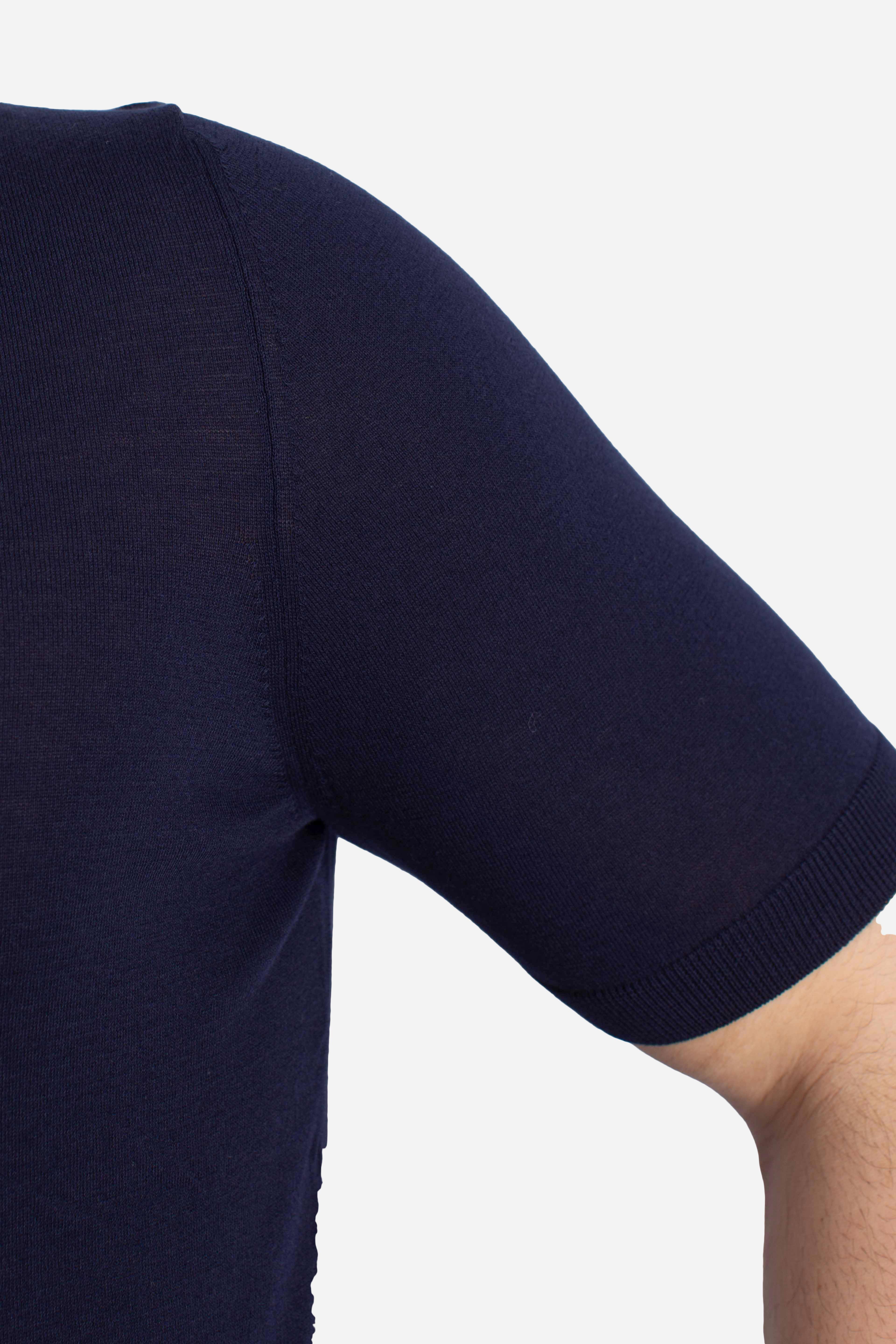 Maglia girocollo in cotone extra-fine blu