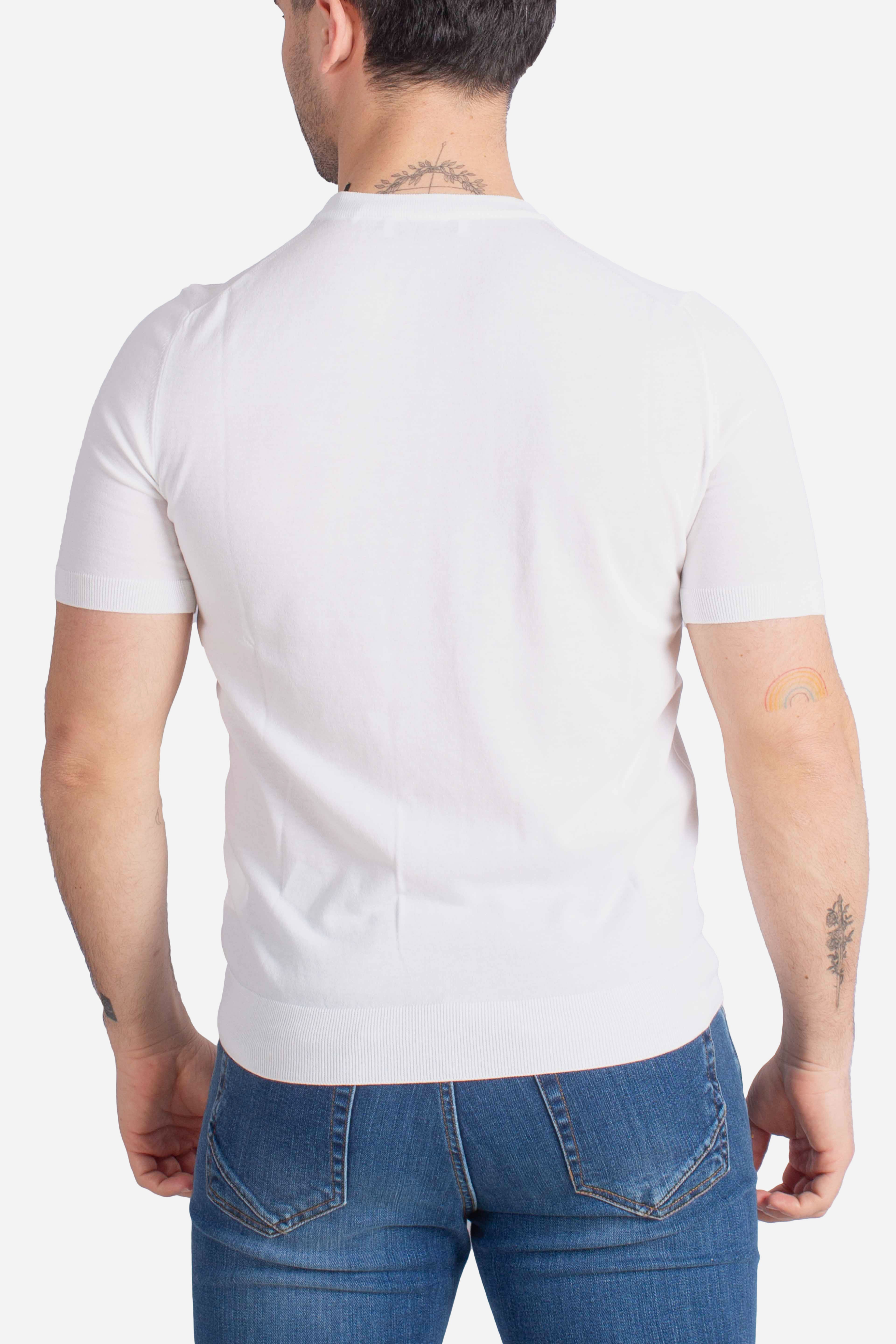 Maglia girocollo in cotone extra-fine bianca