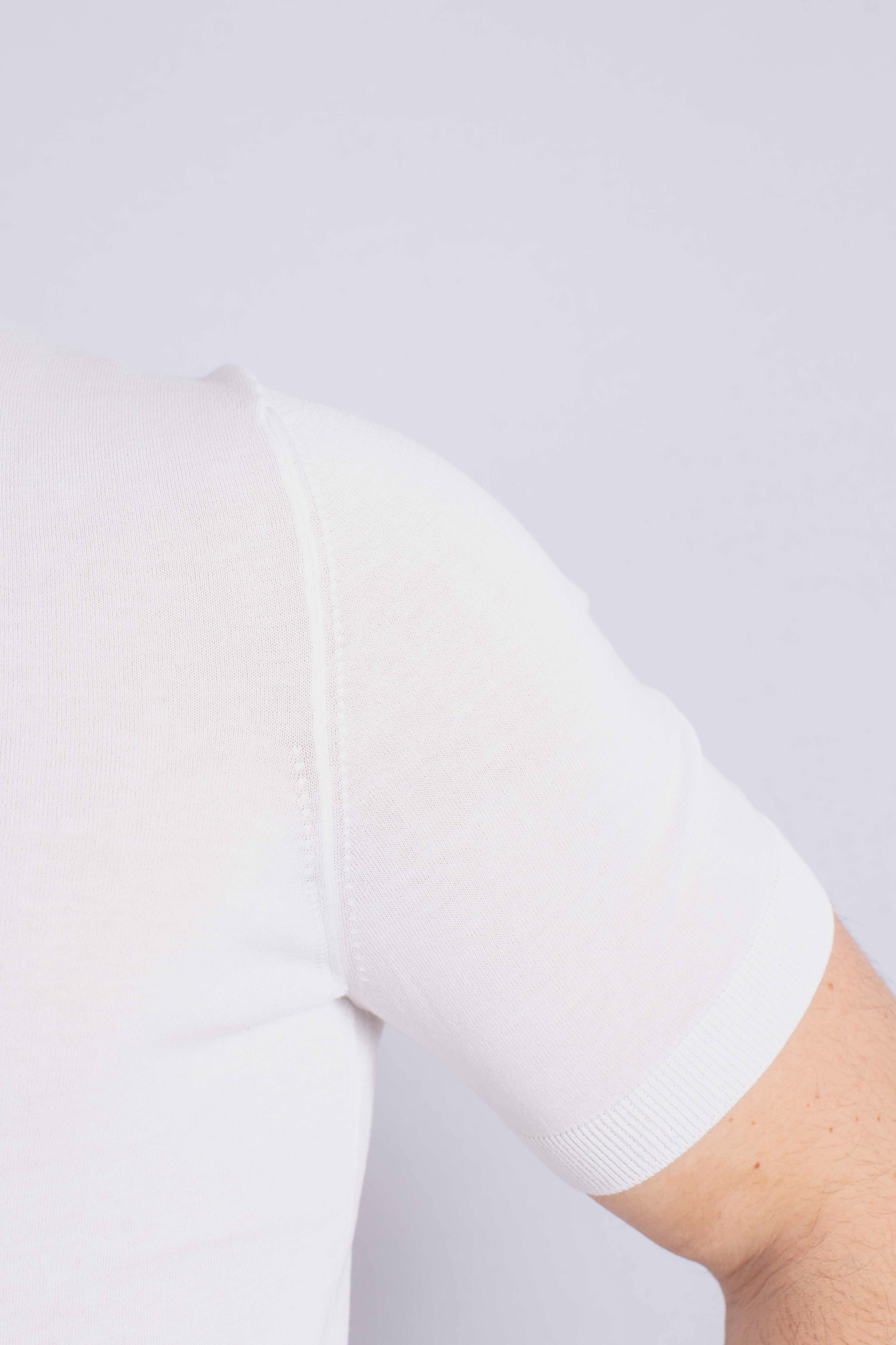 Maglia girocollo in cotone extra-fine bianca