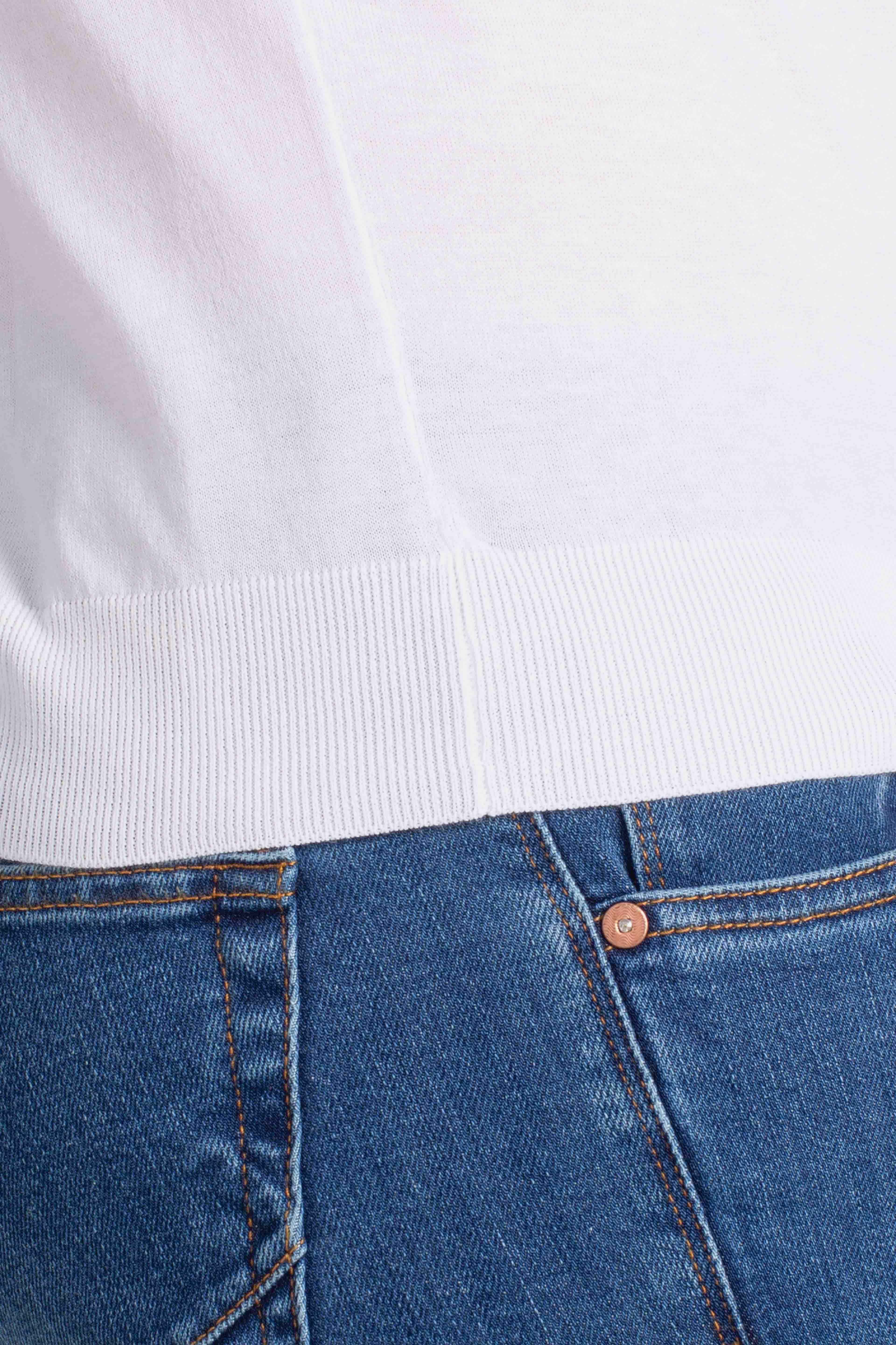 Maglia girocollo in cotone extra-fine bianca