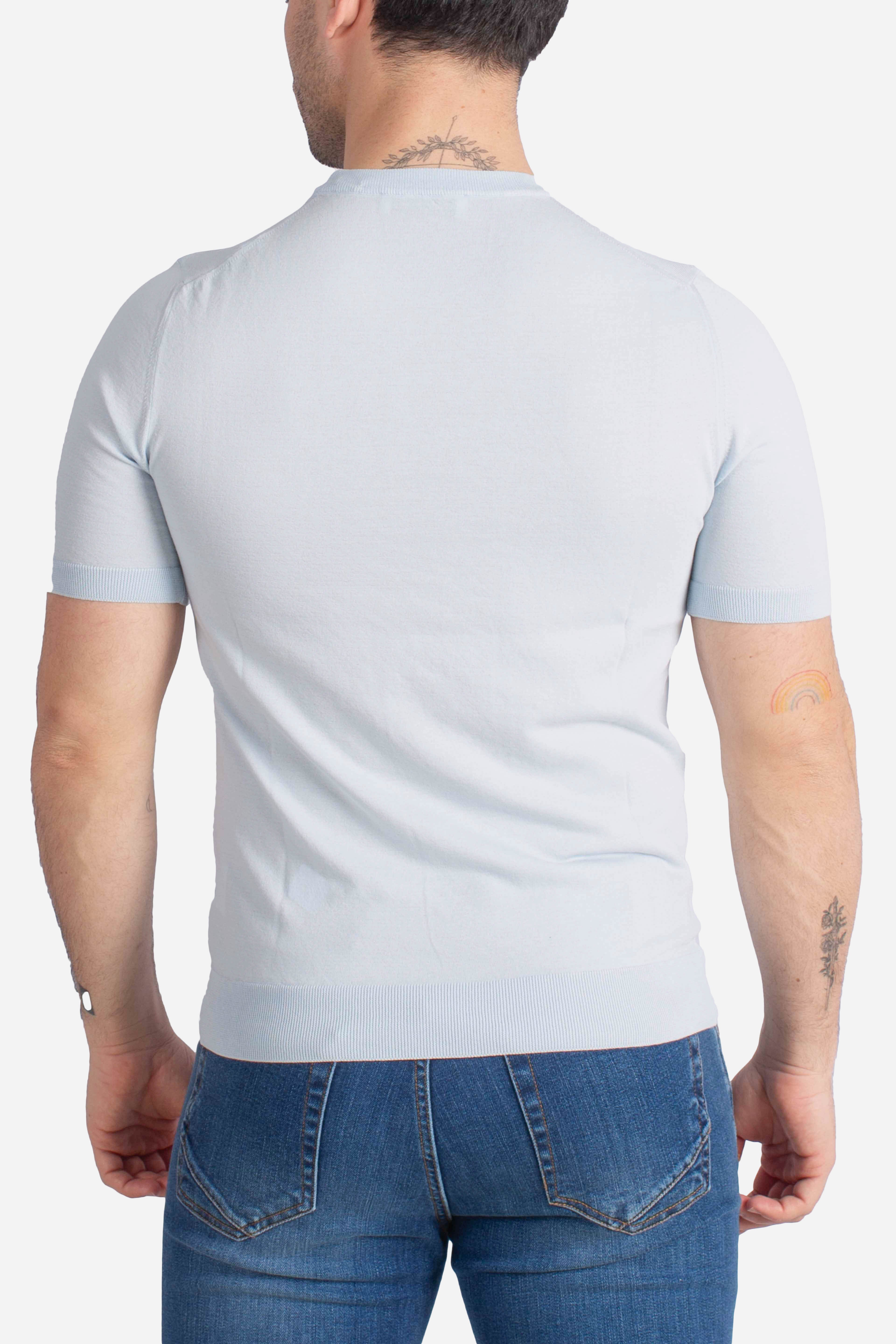 Maglia girocollo in cotone extra-fine celeste