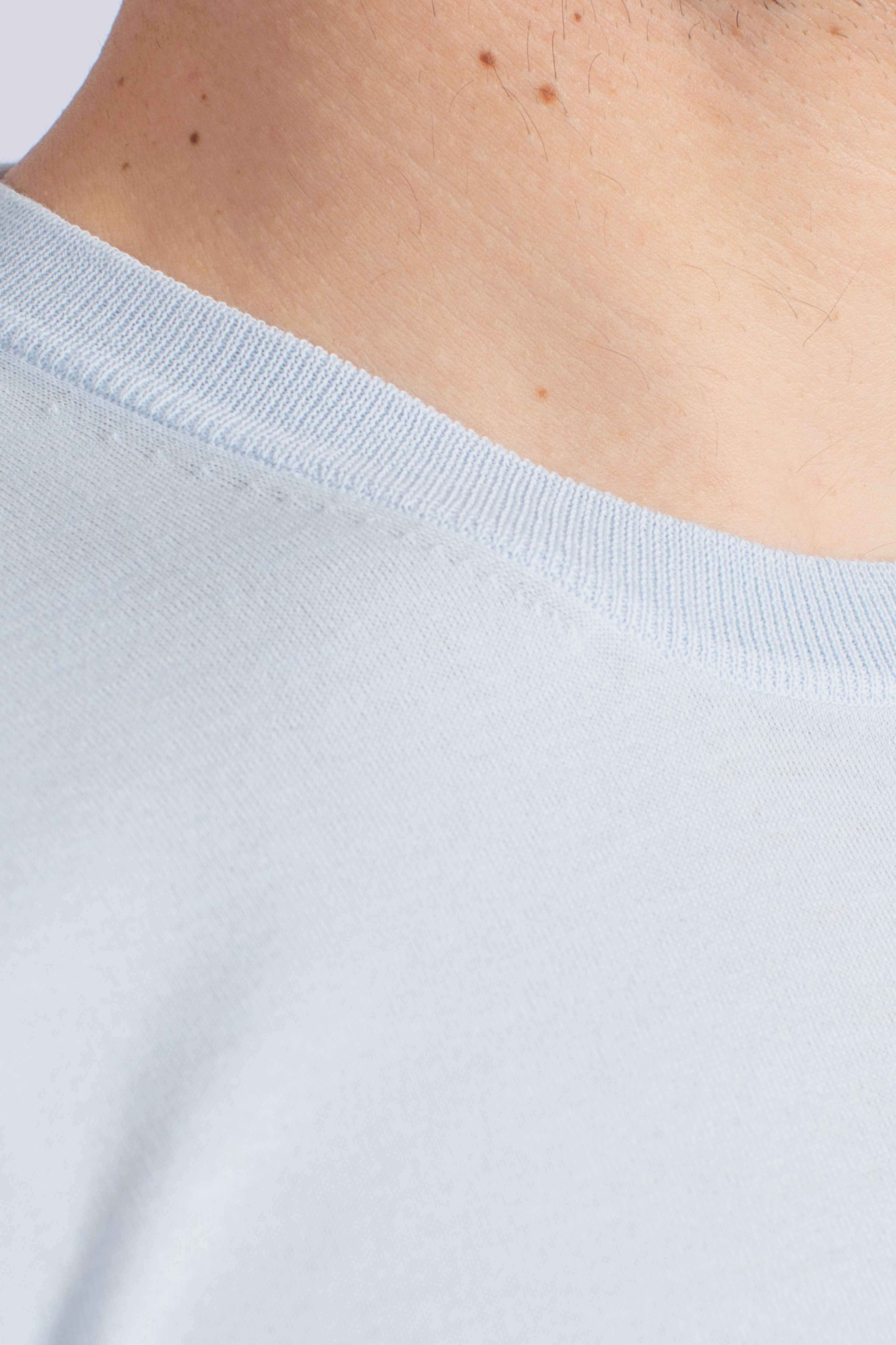 Maglia girocollo in cotone extra-fine celeste