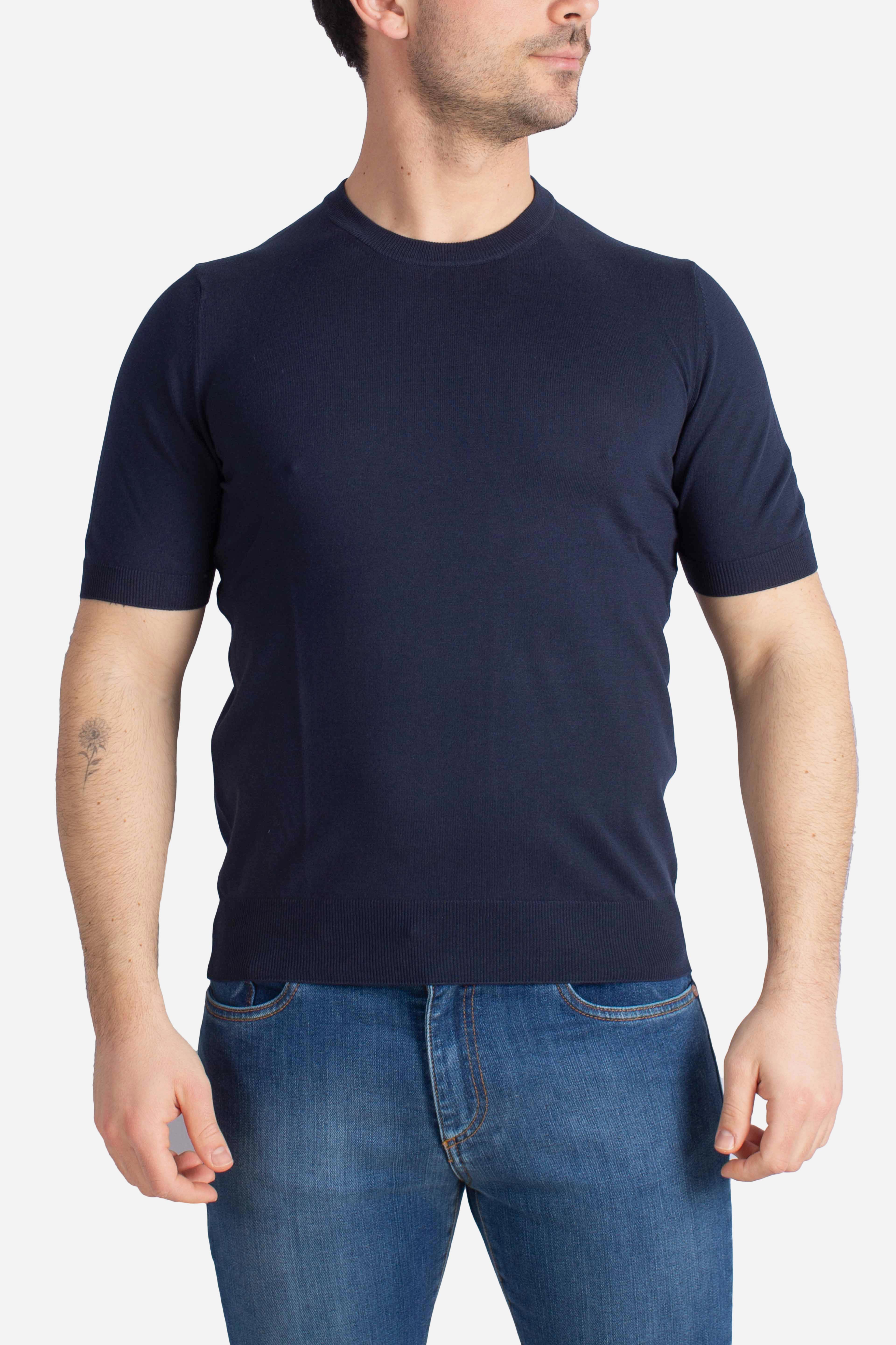 Maglia girocollo vintage organic cotton blu