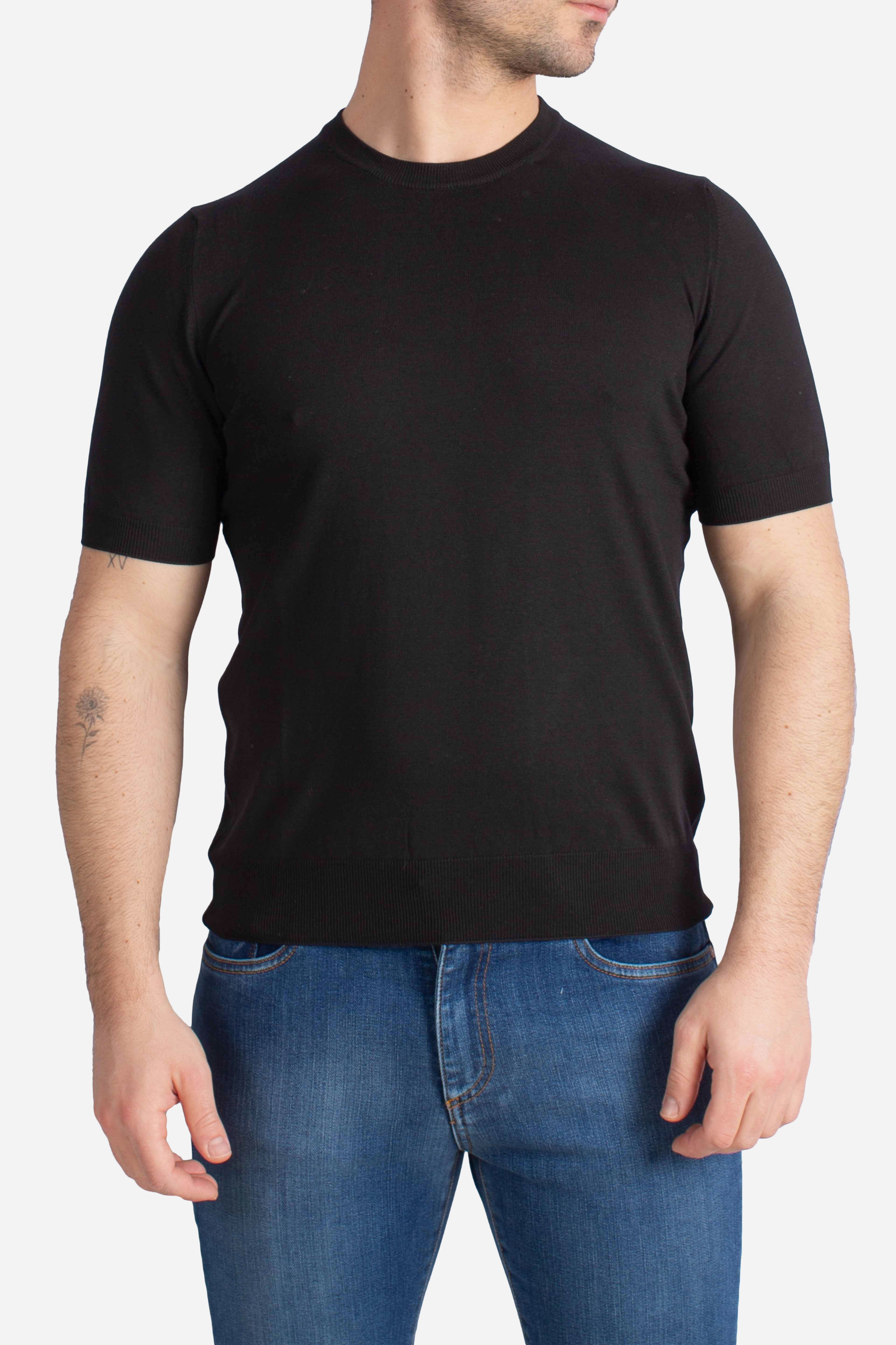 Maglia girocollo vintage organic cotton nero