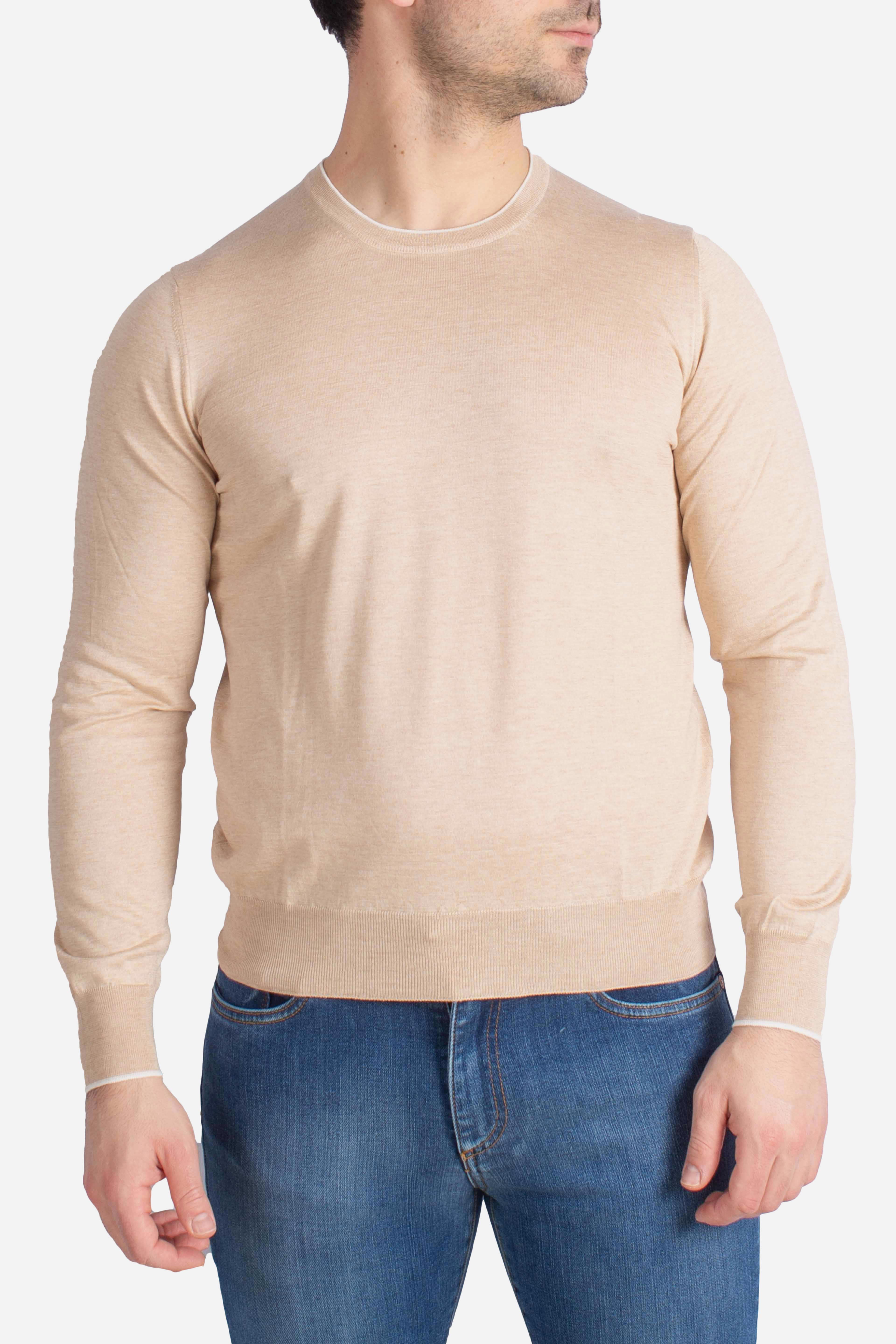 Maglia girocollo in seta e cotone beige