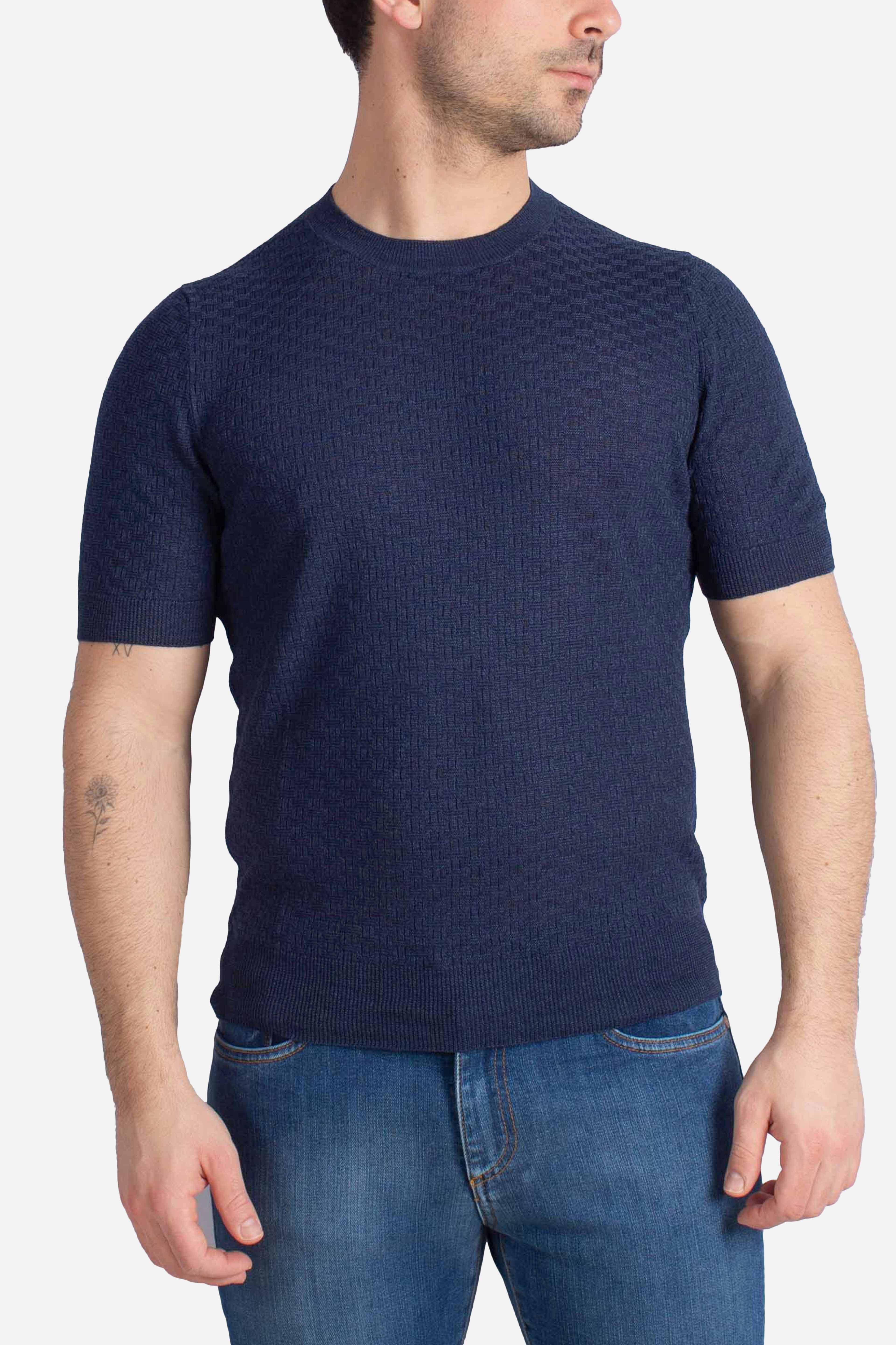 Maglia t-shirt a trama testurizzata blu