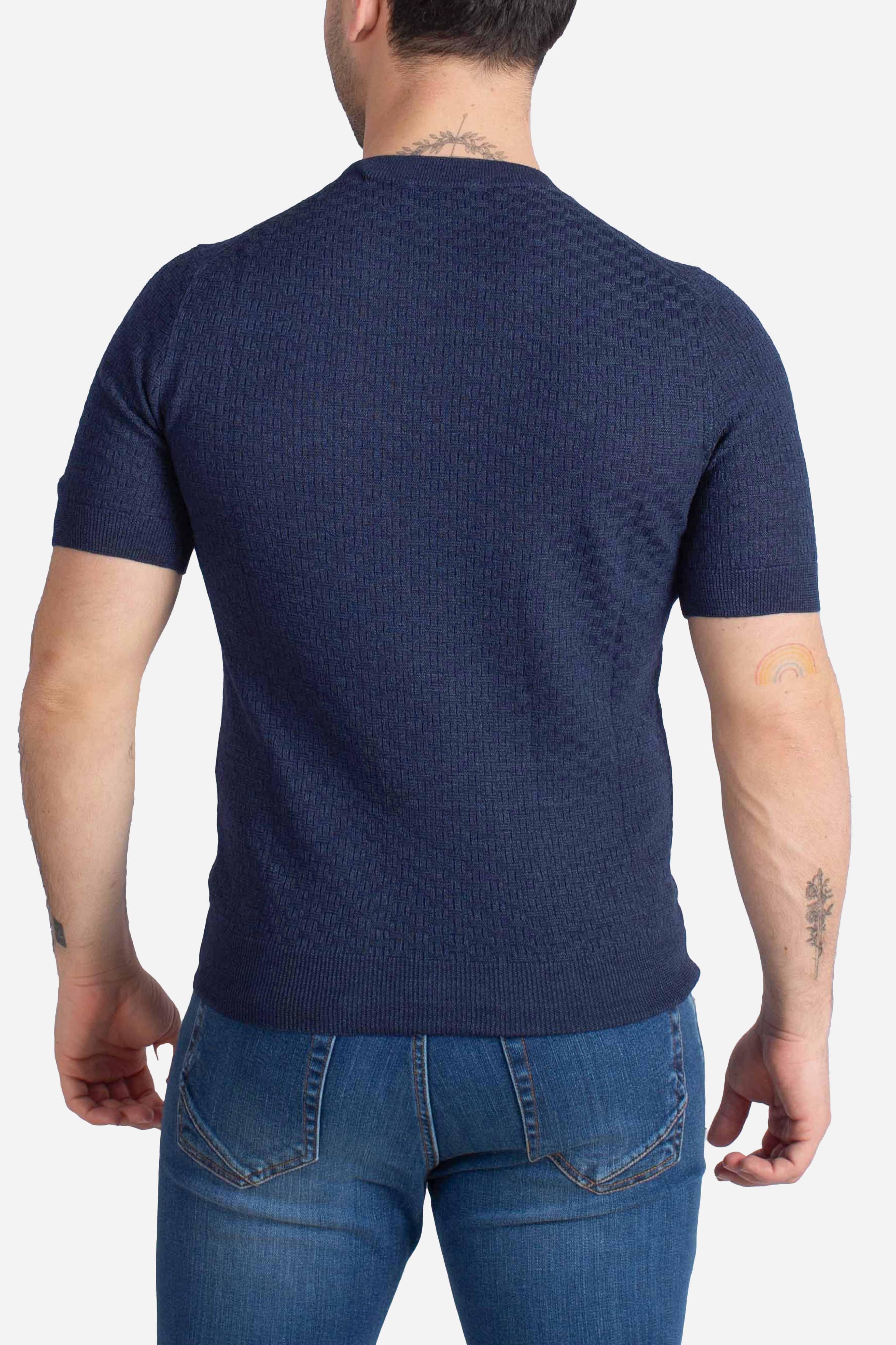 Maglia t-shirt a trama testurizzata blu